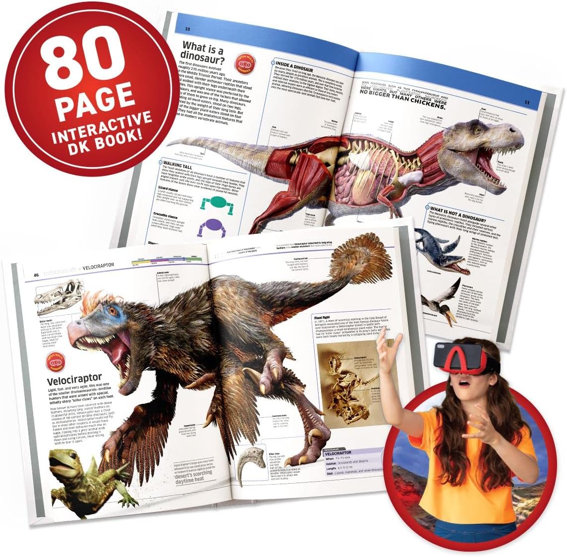 Abacus Brands Virtual Reality Dinosaurs Gift Box - Illustrated Interactive VR Book and STEM Learning Activity Set - for Ages 8 and Up