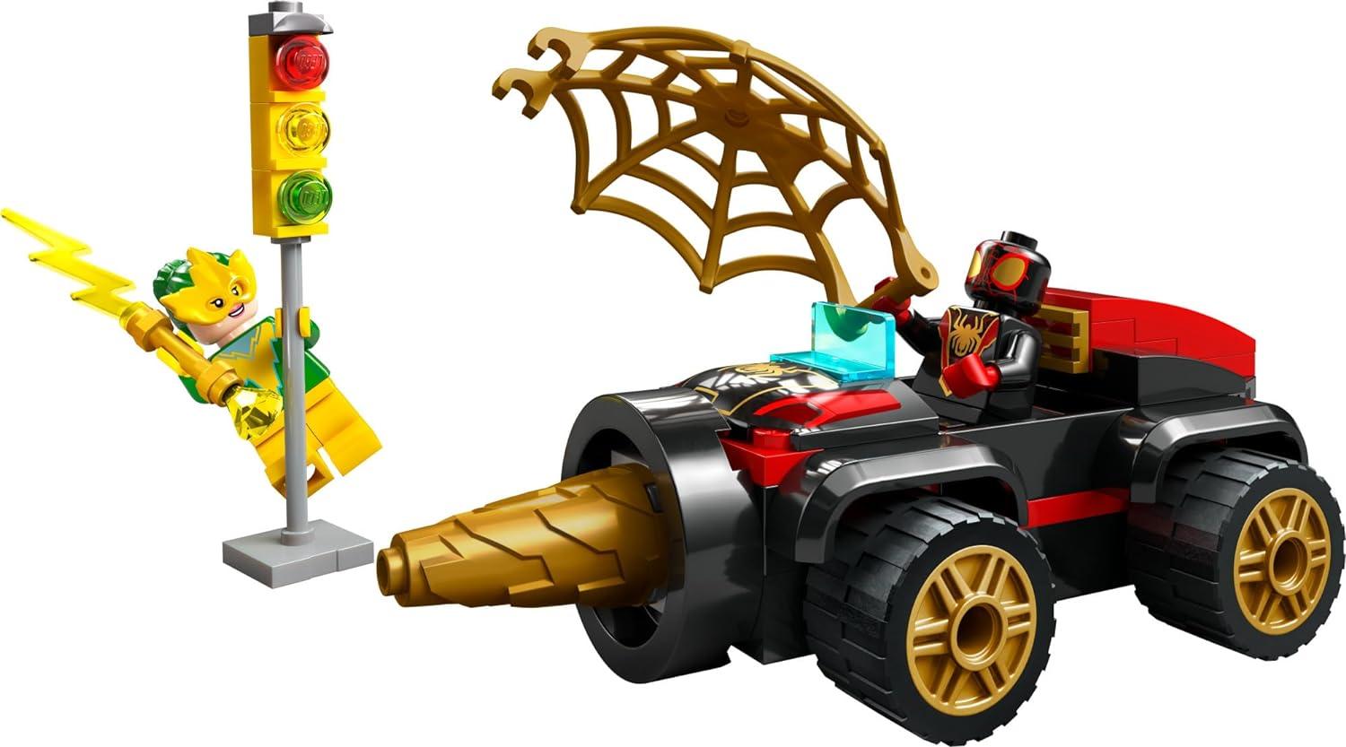 LEGO 10792 Marvel Drill Spinner Vehicle, Miles Morales Spin Car with 2 Minifigures