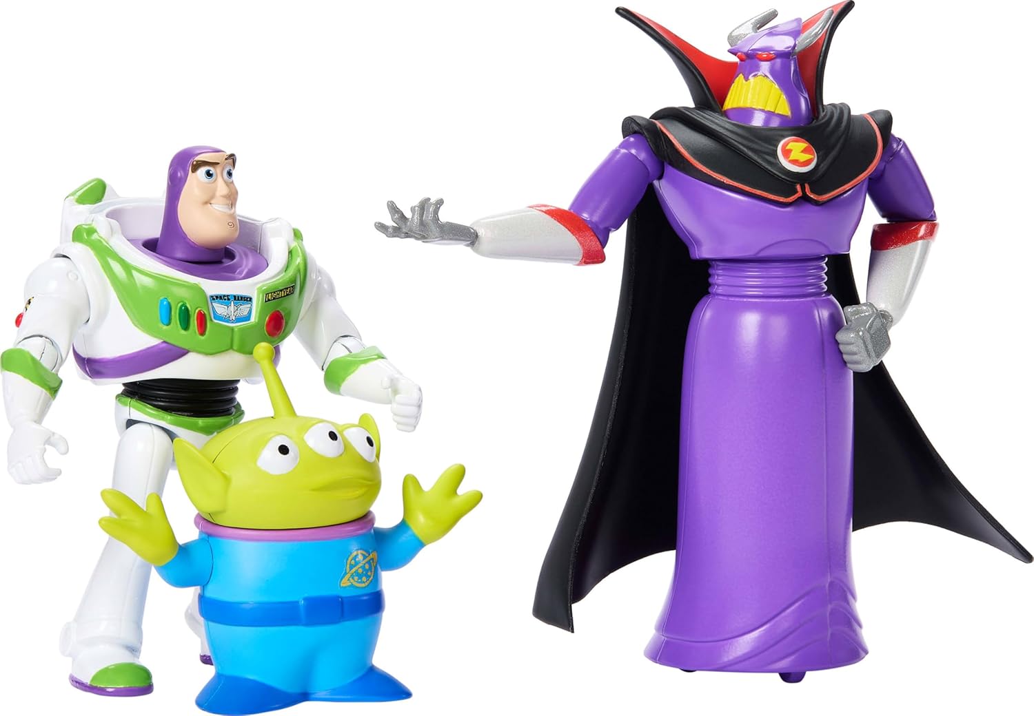 Mattel Disney Pixar Storytellers Story Intergalactic 3-Pack of Action Figures, 4-Inch Scale Buzz Lightyear, Zurg & Alien Posable Toys