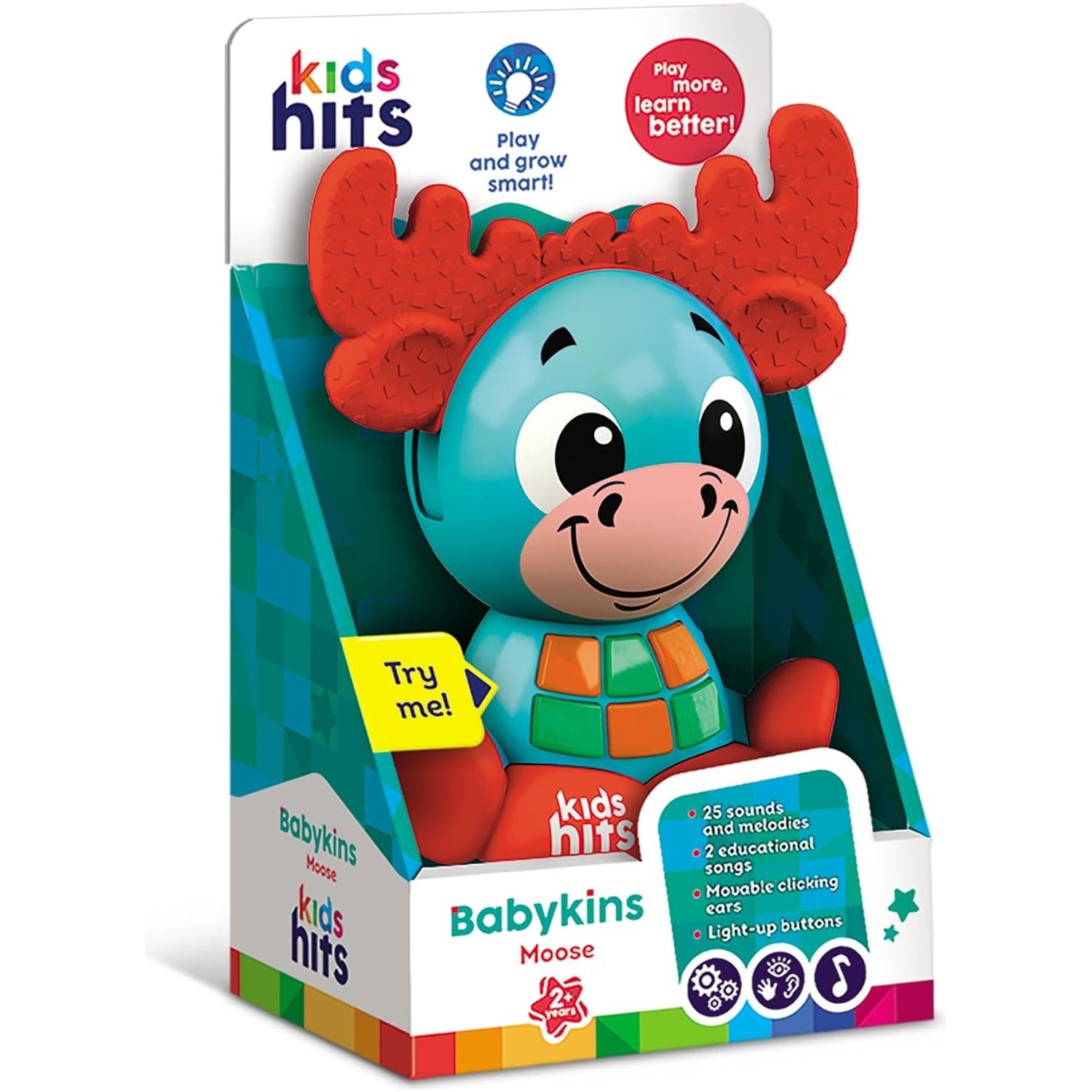 Kids Hits Babykins Moose Interactive Toy Spark Joy and Learning for Kids 2 Years and Up - Bright Lights, Playful Tunes, and Educational Fun!