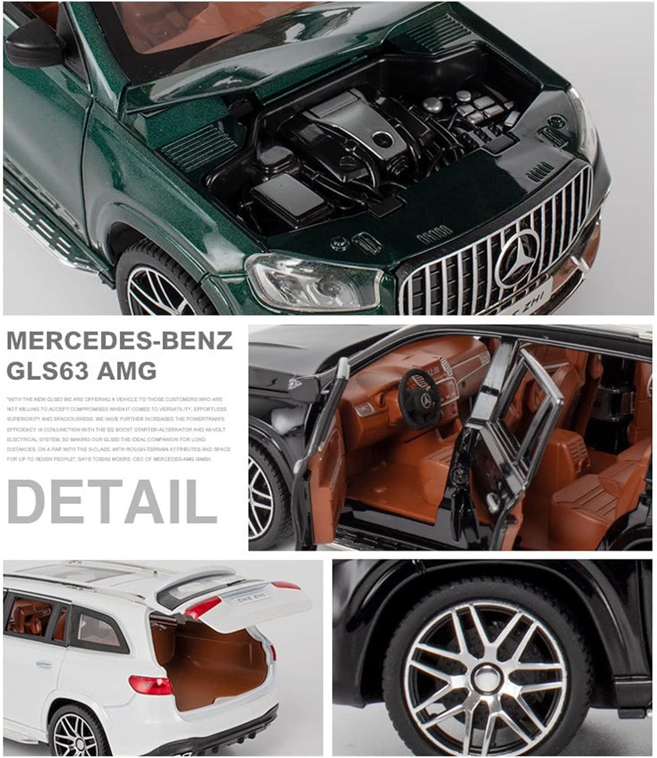 CHE ZHI Toy Car Diecast 1:24 Scale  Mercedes Benz GLS 63 Green