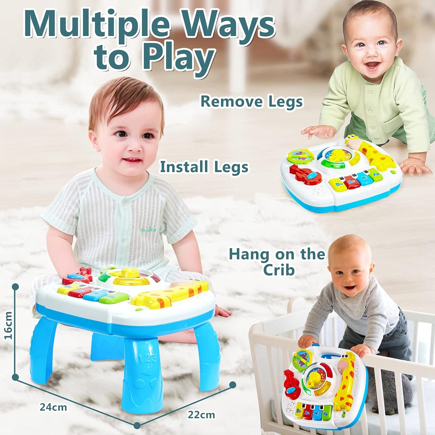 Supwell Musical Learning Activity Table Baby Toddler Toys with Lights and Sounds