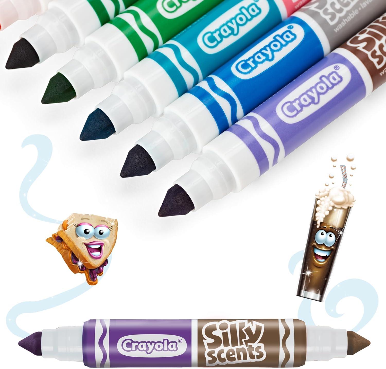 أقلام تلوين Crayola Silly Scents ذات الرأسين القابلة للغسل ذات الرائحة العطرية، عبوة من 10 إلى 20 لونًا