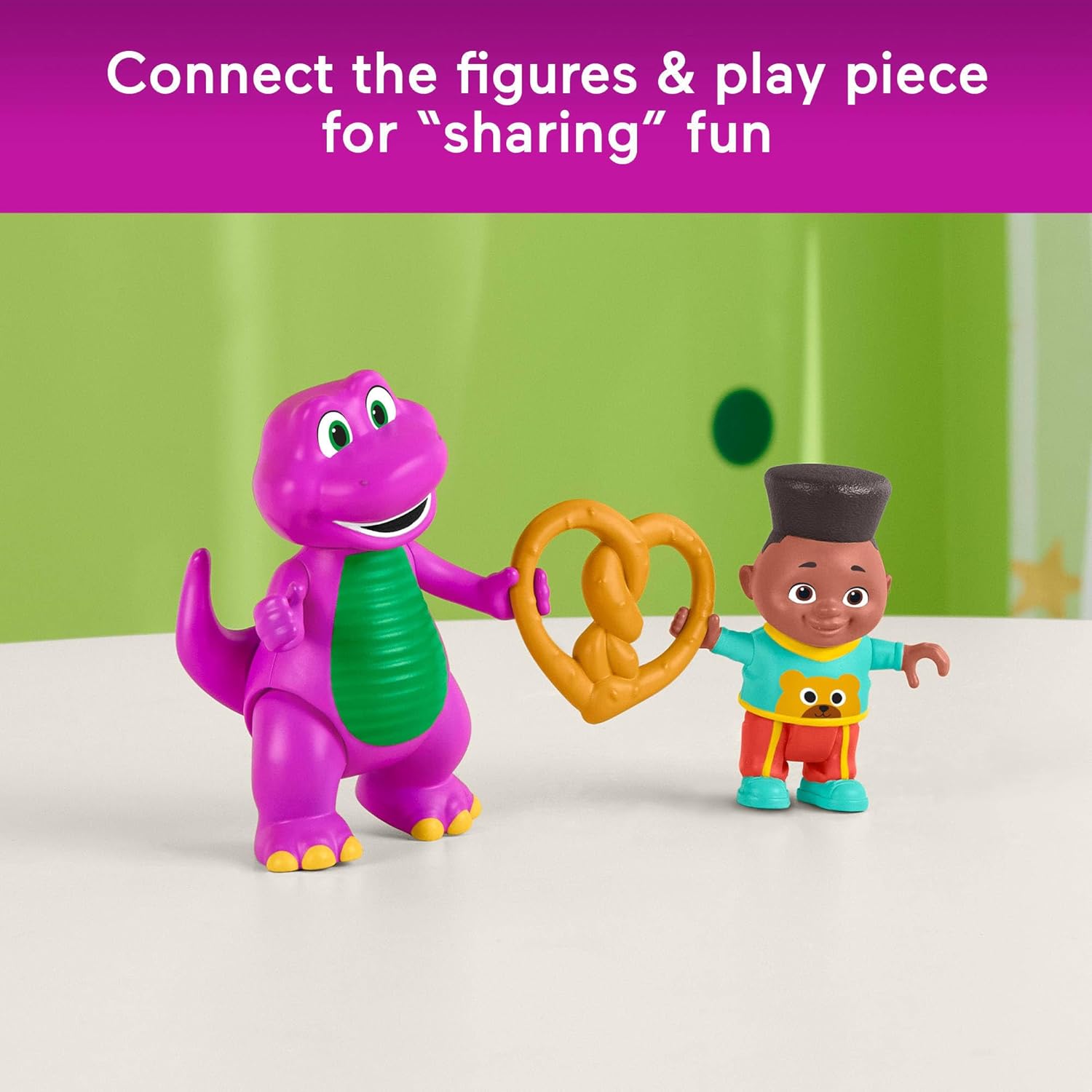 Fisher-Price Barney’s World Preschool Toy Barney’s Friend David & Barney 3-Piece Figure Set for Pretend Play Kids Ages 3+ Years