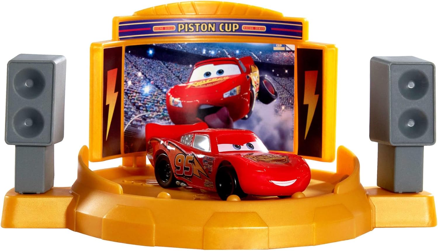 Disney Pixar Cars Track Springboard Piston Cup with Lightning McQueen Vehicle, Track Over 50 cm Long, Jump and Stunt, 2 Ways to Play