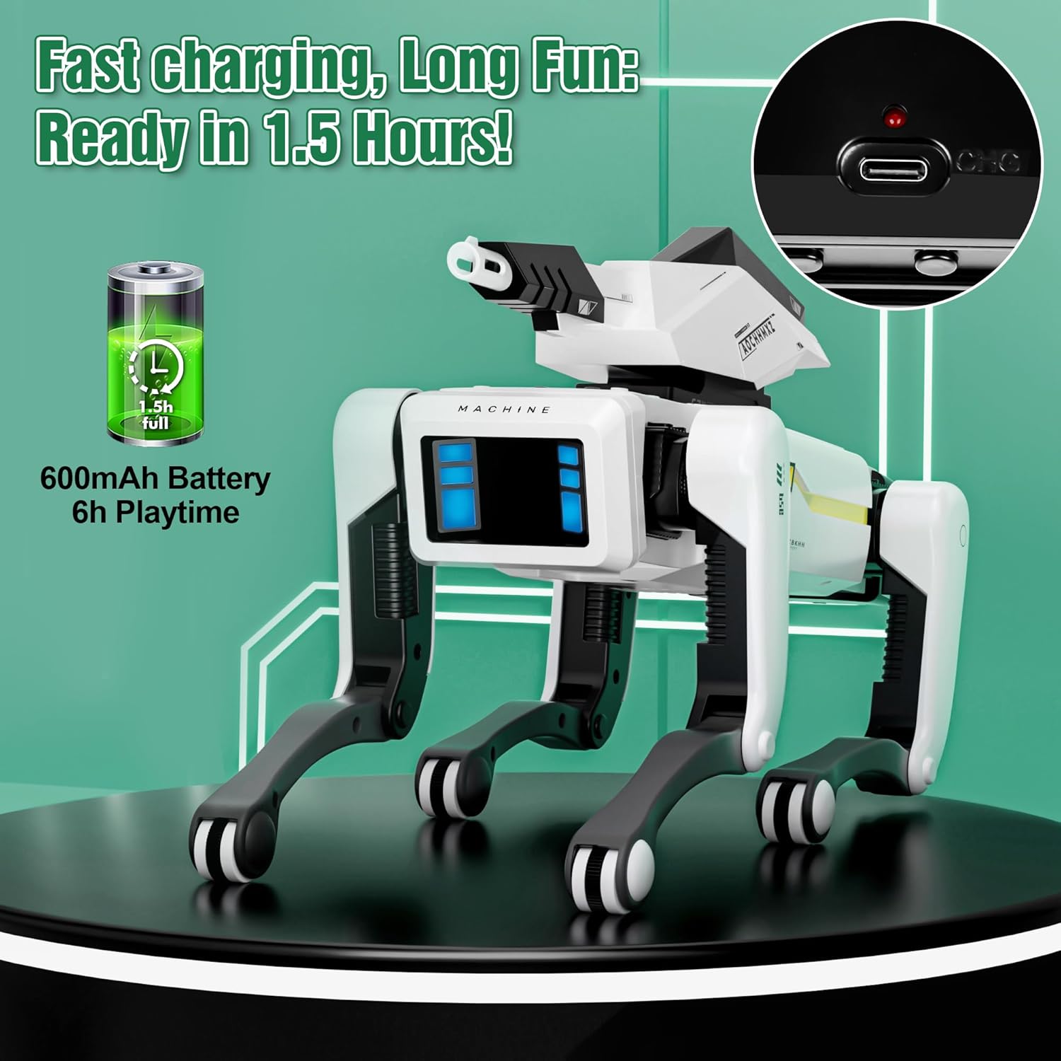 Shoot Robot Dog - Interactive STEM Pet with Voice Control, 30+ Actions & APP Programming, Durable Design for Kids Age 6+