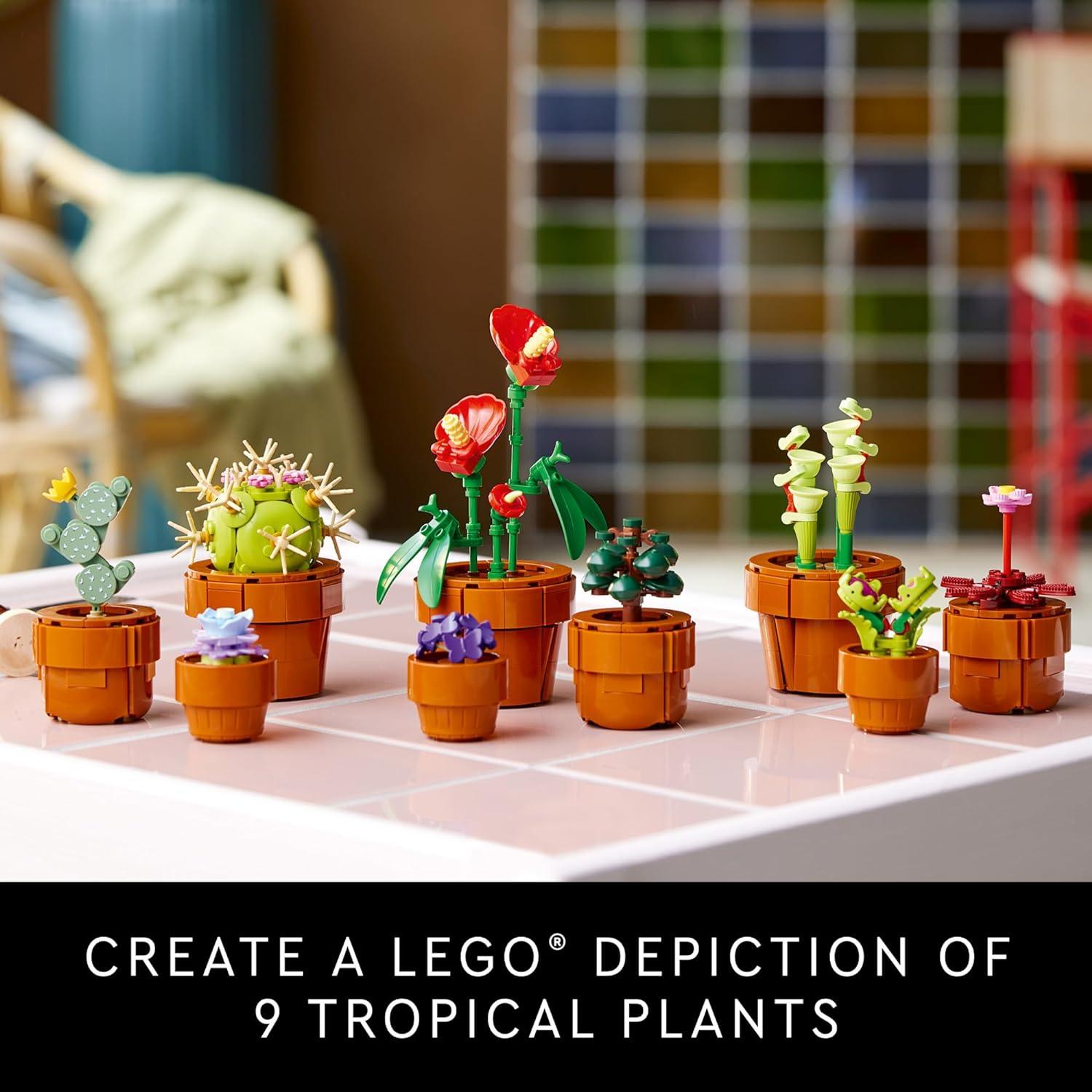LEGO Icons 10329 Tiny Plants Building Set, Cactus Decor Gift Idea for Flower Lovers, Carnivorous, Tropical and Arid Flora, Botanical Collection