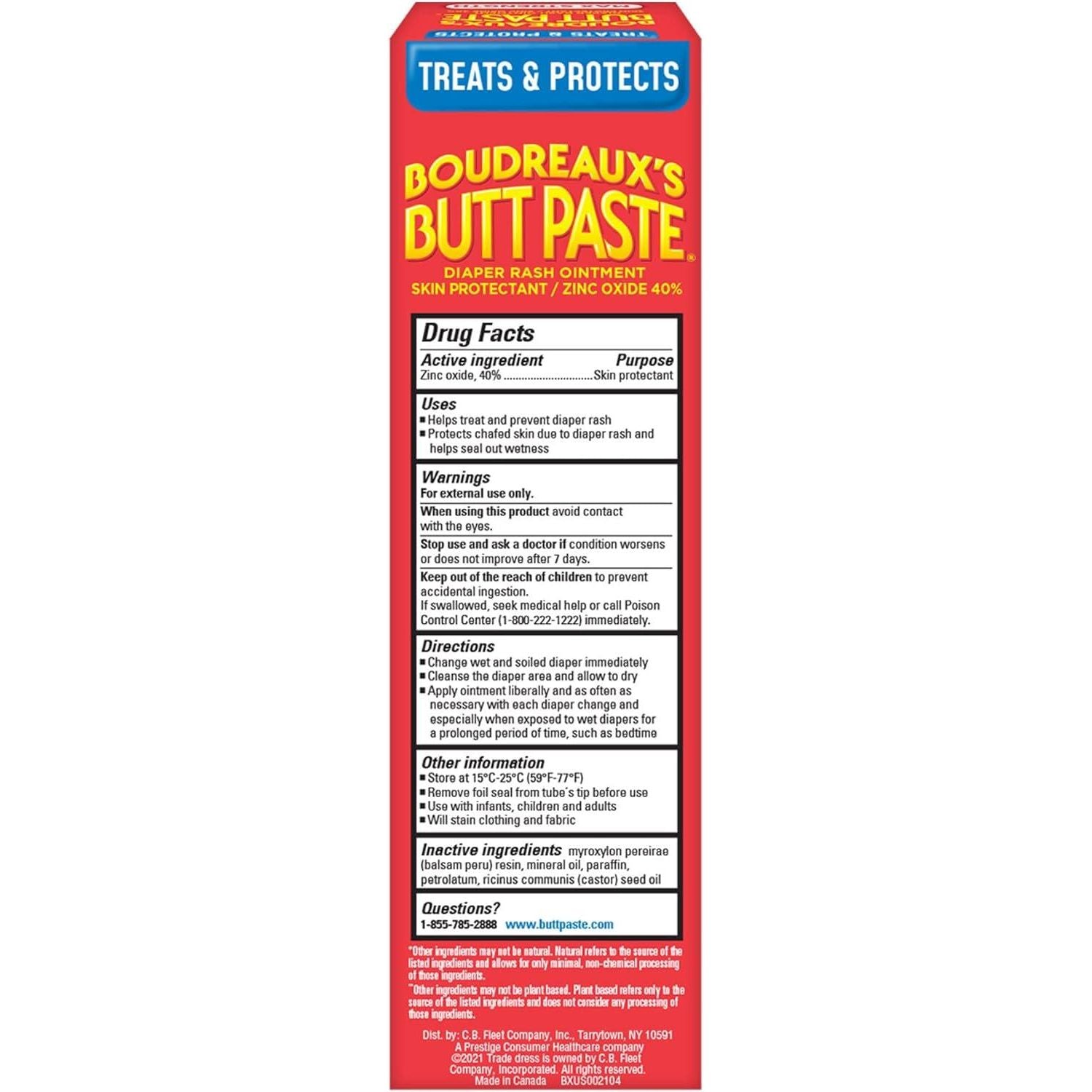 Boudreaux's Butt Paste Maximum Strength Diaper Rash Cream, Ointment for Baby