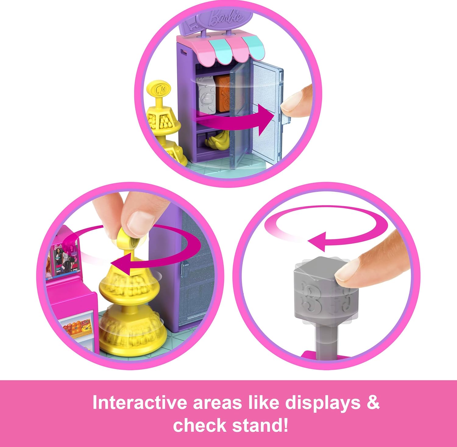مجموعة ألعاب بيت الدمية باربي ميني لاند من ماتيل مع دمية بطول 1.5 بوصة وأثاث وإكسسوارات