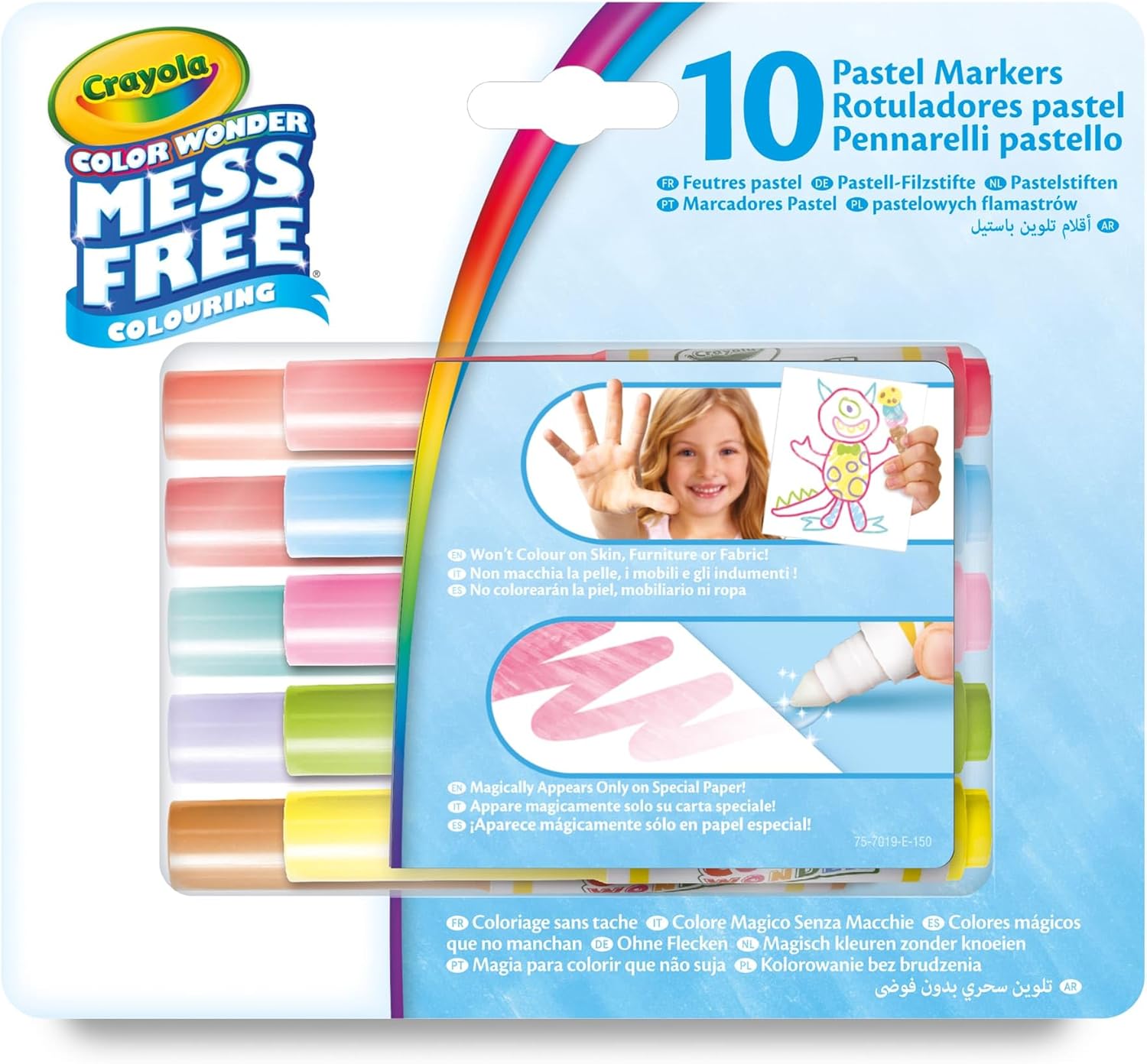 Crayola Color Wonder, Set of 10 Smudgeless Markers with Transparent Inks, Pastel Colors