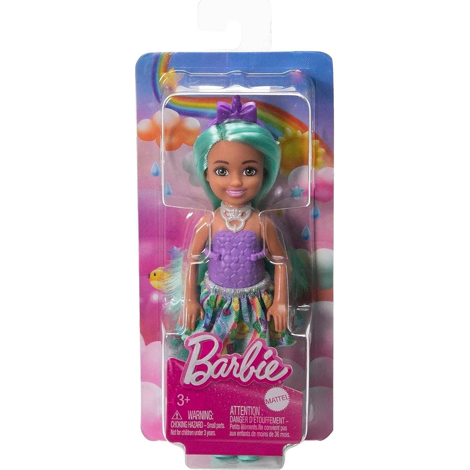 Barbie Unicorn-Inspired Chelsea Doll with Green Hair, Unicorn Toys, Horn Headband and Detachable Tail