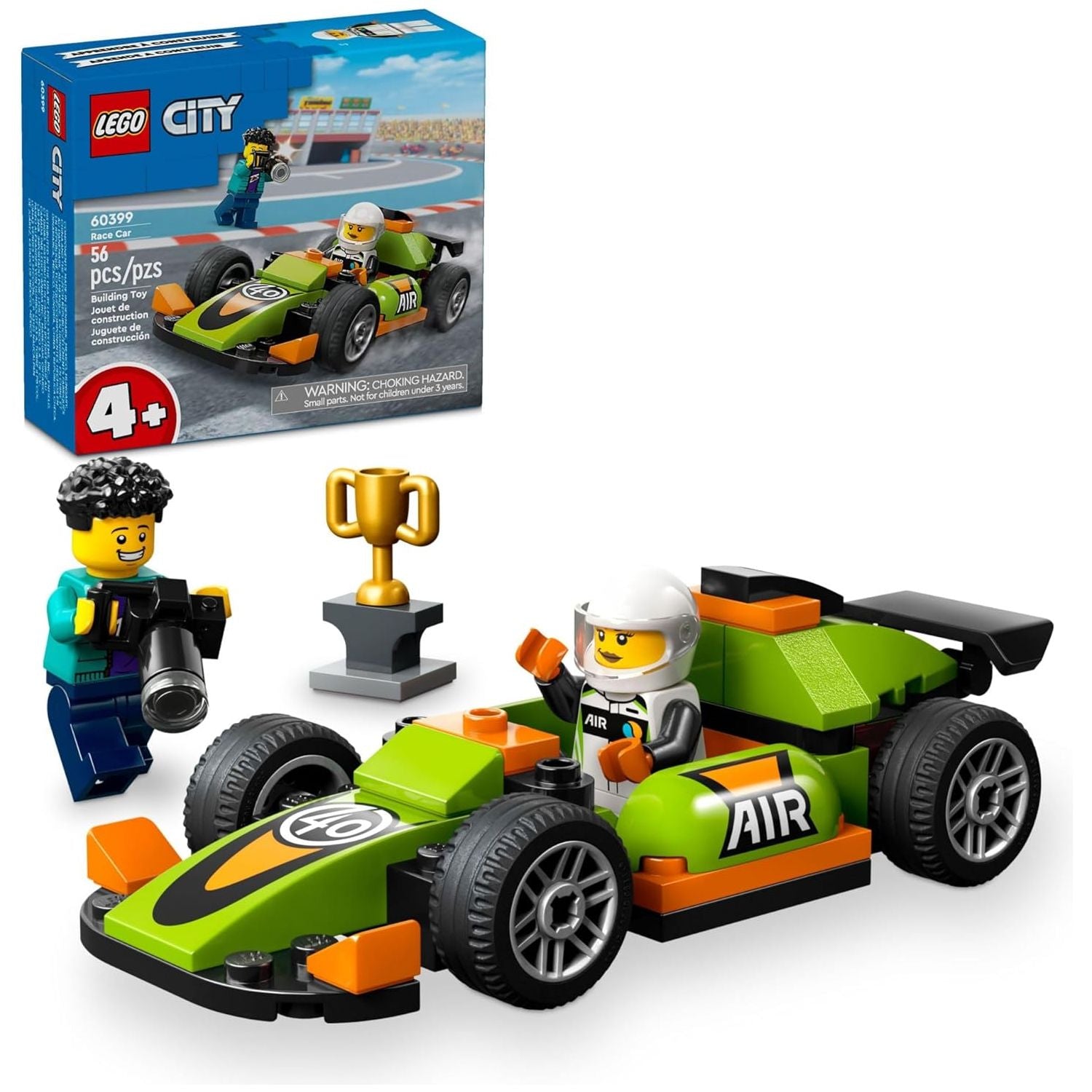 LEGO City Green Race Car Toy 60399, Classic-Style Racing Vehicle