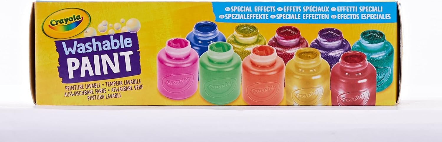 Crayola -10 Washable Paints Special Effects: Neon, Glitter, Metal, 59 ml each, 10 Colours