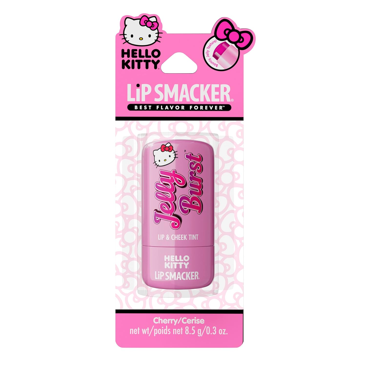 Lip Smacker Hello Kitty So Jelly Lip & Cheek Tint, Moisturizing Sheer & Buildable Color, Fun Bouncy Jelly Texture, Sweet Cherry Flavor