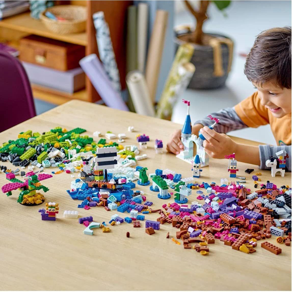 Lego 11033 Classic Creative Fantasy Universe Set, Building Adventure with Unicorn Toy, Castle, Dragon and Pirate Ship Builds