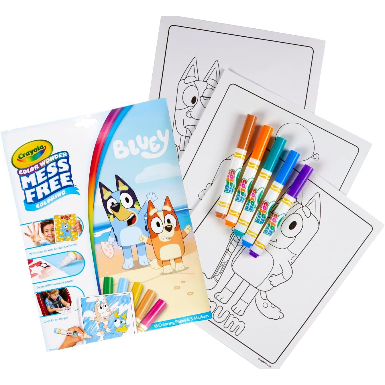 Crayola Bluey Color Wonder Coloring Book Pages & Markers, Mess Free Coloring, 18 Pages, Gift