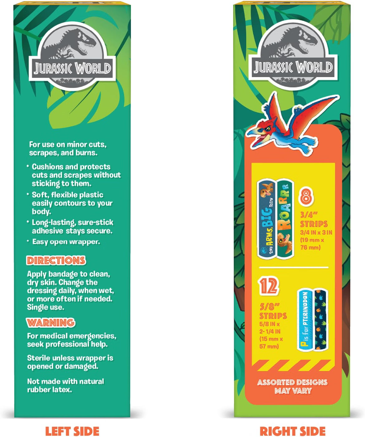Care Band Jurassic World Dinosaur Kids Adhesive Bandages, 2 Assorted Sizes