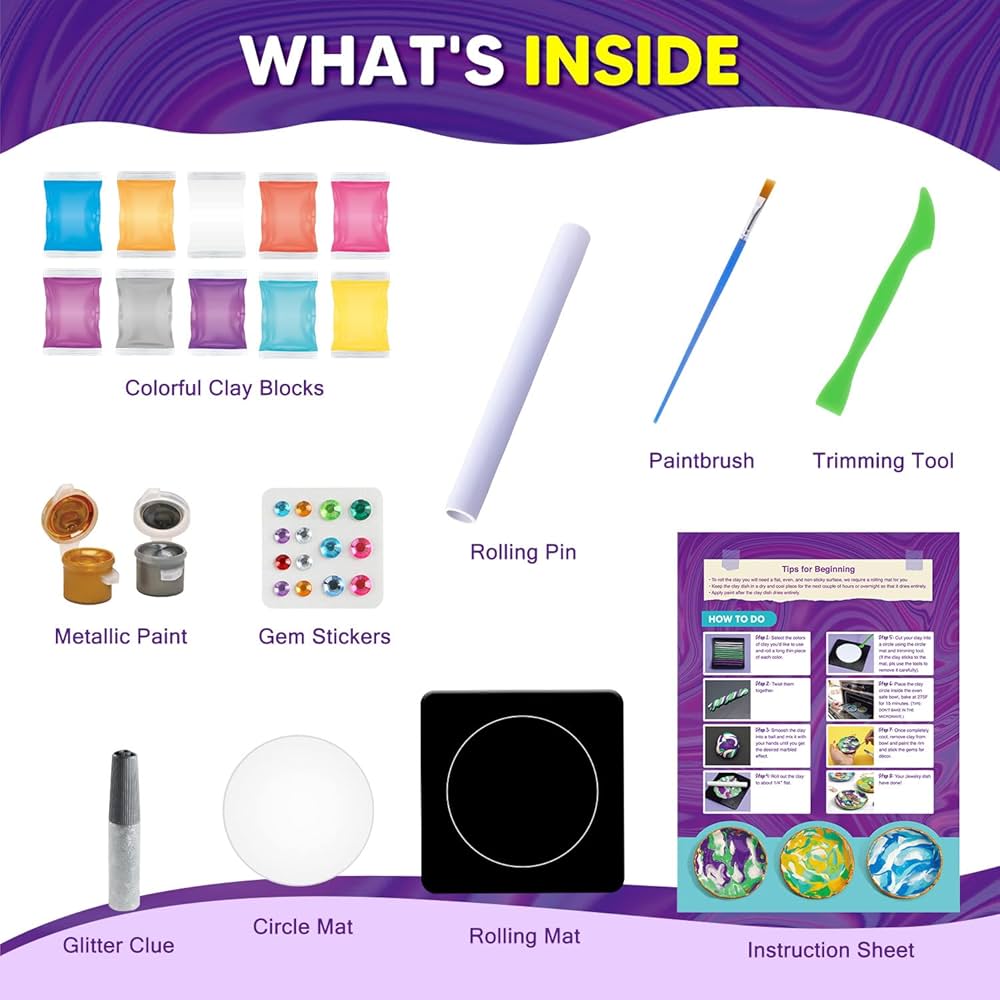 طبق مجوهرات من الطين إيدومان، لعبة DIY للأطفال EDM084، 6+