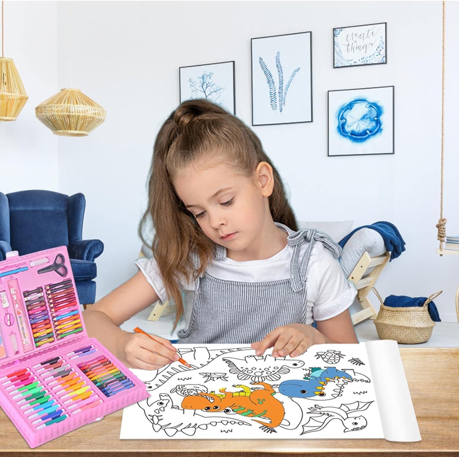 Coloring Kit 86 Pieces Double Sided Trifold Easel Art Set for Kids