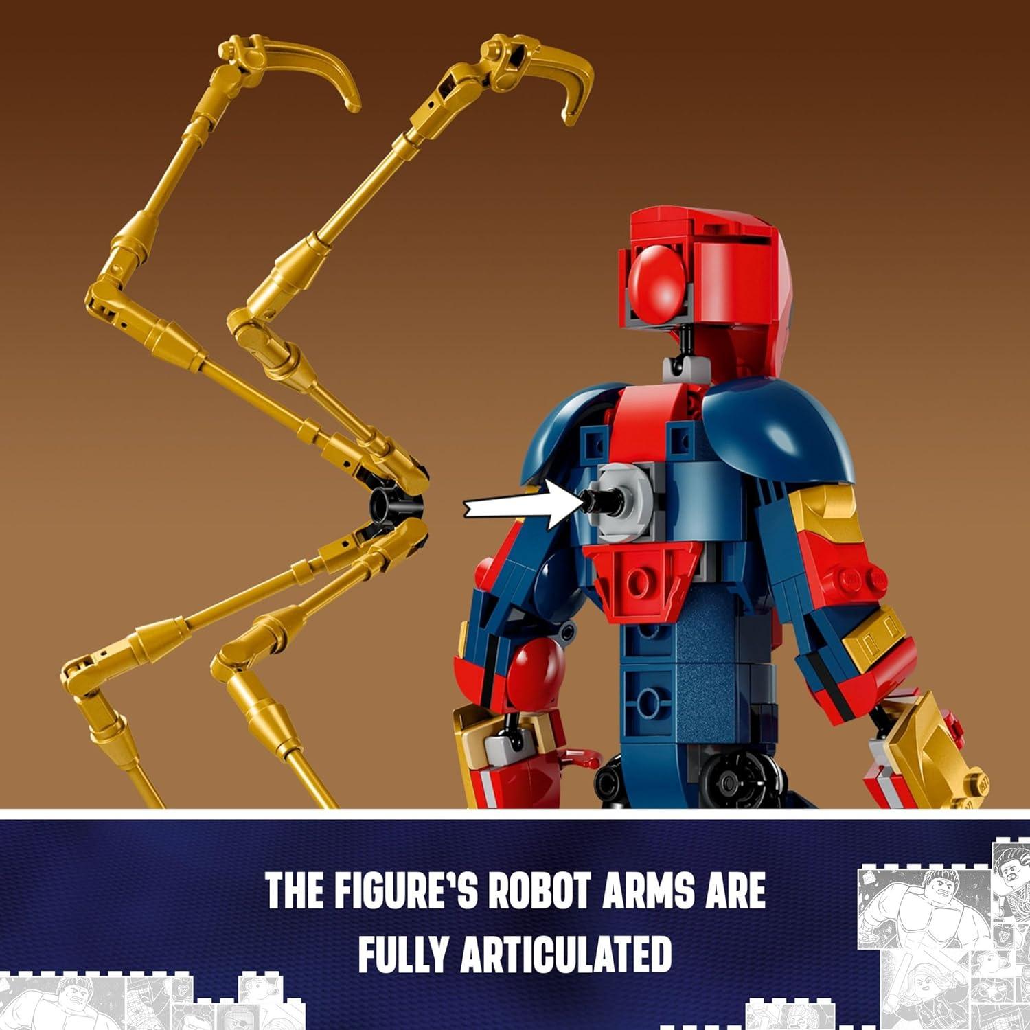 LEGO 76298 Marvel Iron Spider-Man Construction Figure, Super Hero Marvel Toy for Kids, Posable Spider-Man Action Figure with Armor, Buildable Toy Model, Gift for Boys and Girls Ages 8 and Up