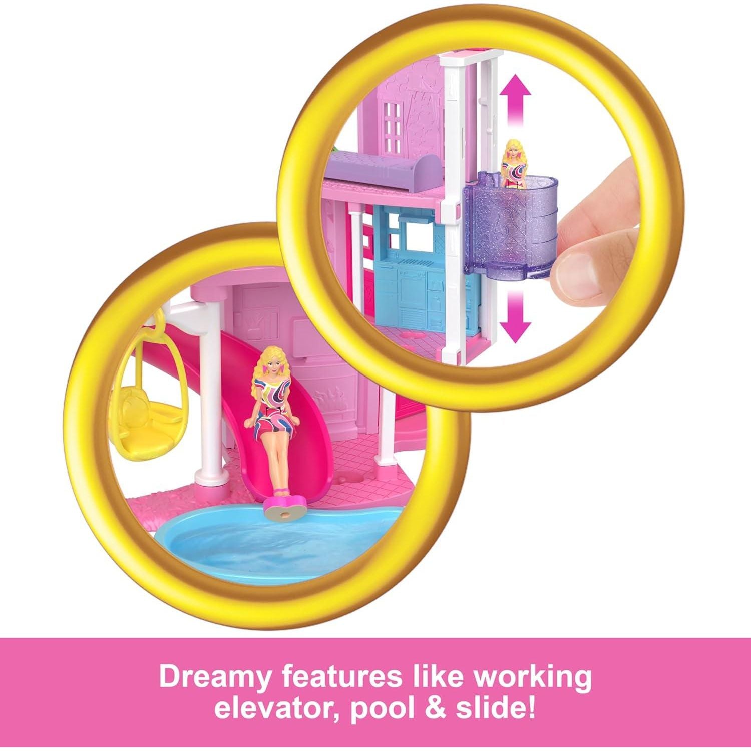 Barbie Mini BarbieLand Doll House Sets, Mini Dreamhouse with Surprise 1.5-inch Doll, Furniture & Accessories, Plus Elevator & Pool