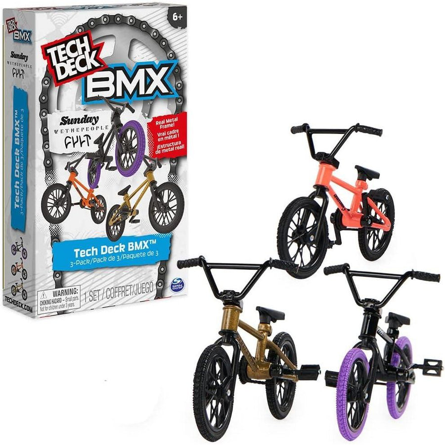 Tech Deck, BMX Finger Bike 3-Pack, Collectible and Customizable Mini BMX Bicycle Toys for Collectors