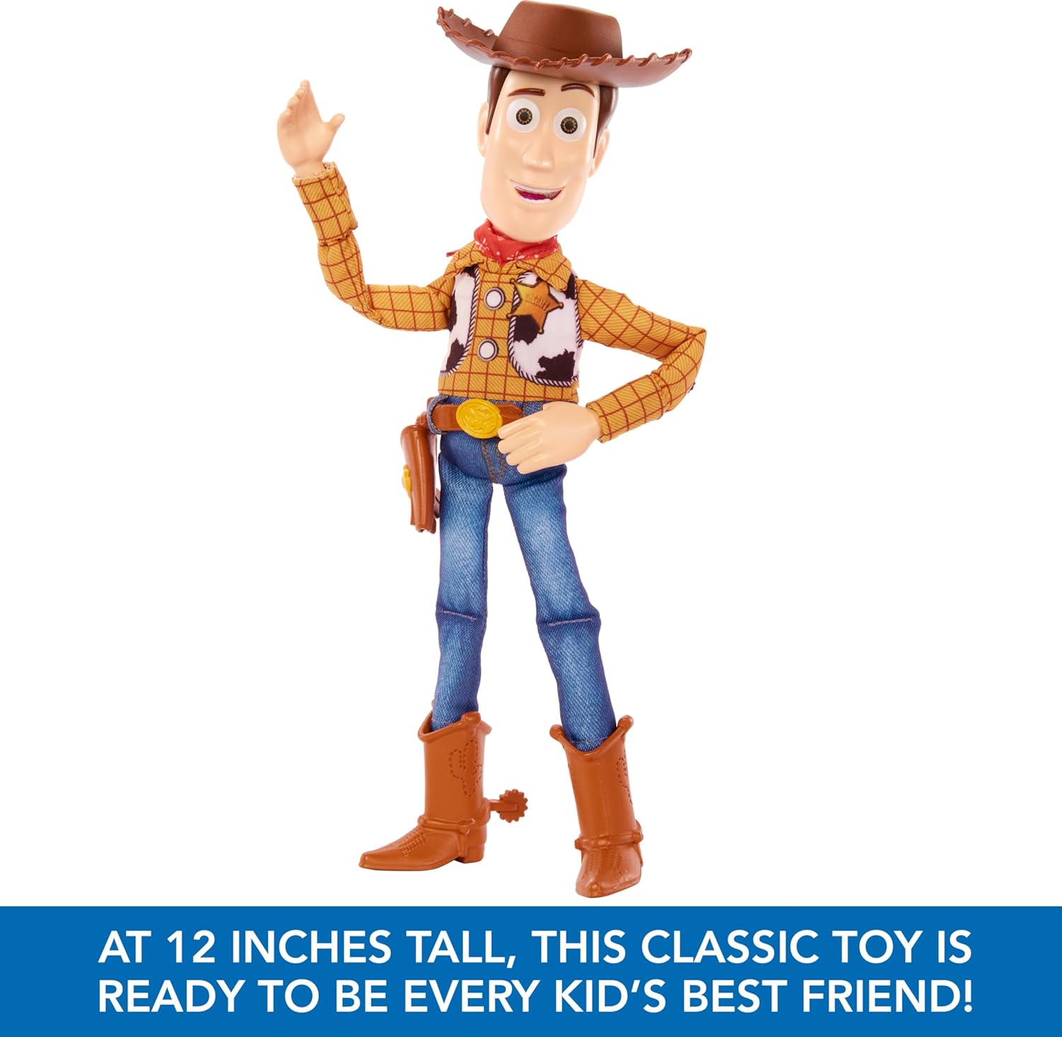 Mattel Disney Pixar Toy Story Talking Woody Action Figure & Accessory, Roundup Fun 12-inch Collectible with 30+ Sounds & Phrases
