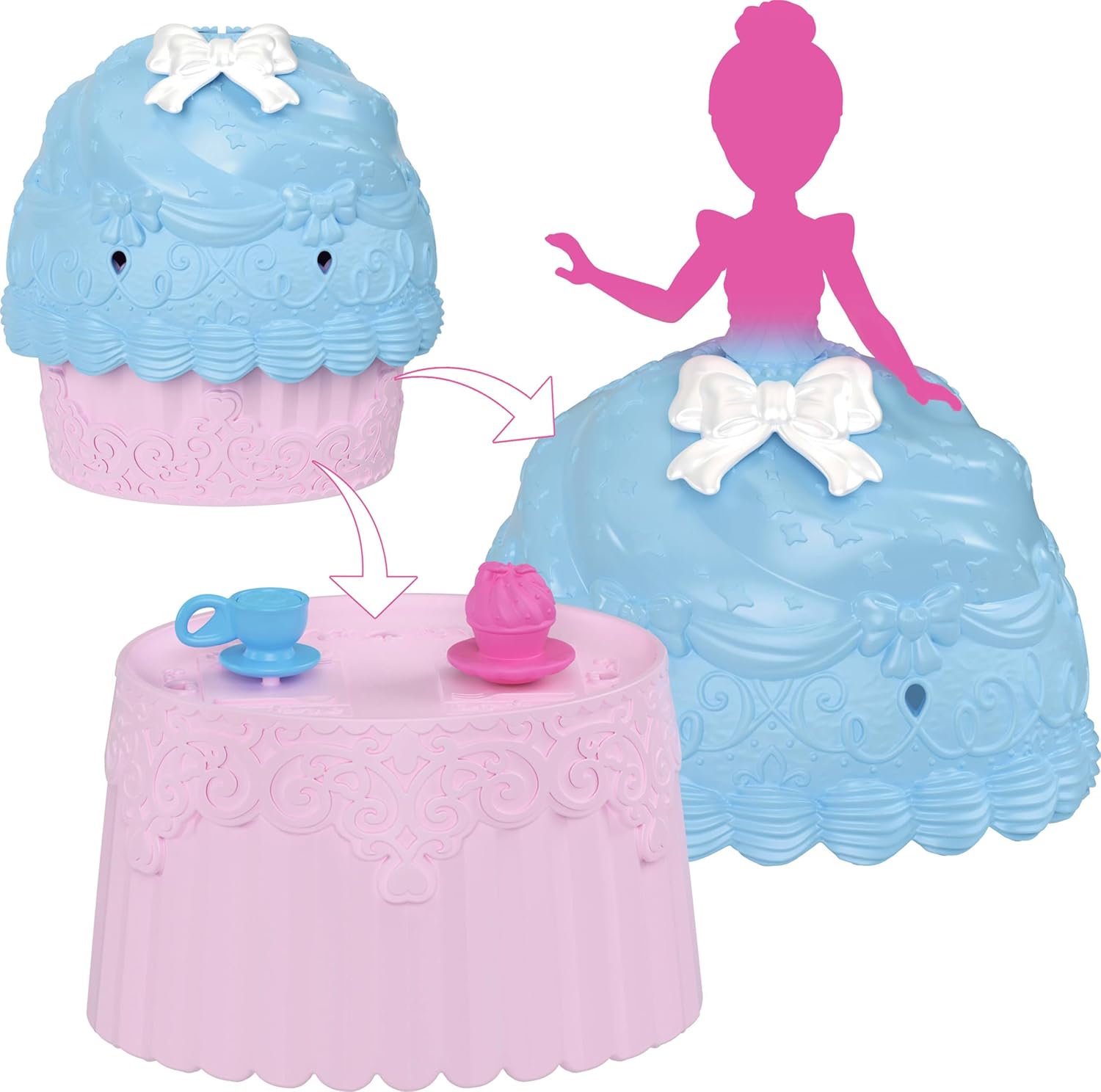 Mattel Disney Princess Toys, Small Doll Cupcake Reveal with 5 Surprises Including Doll & 2 Tea Party Accessories, Inspired by Movies (Dolls May Vary)