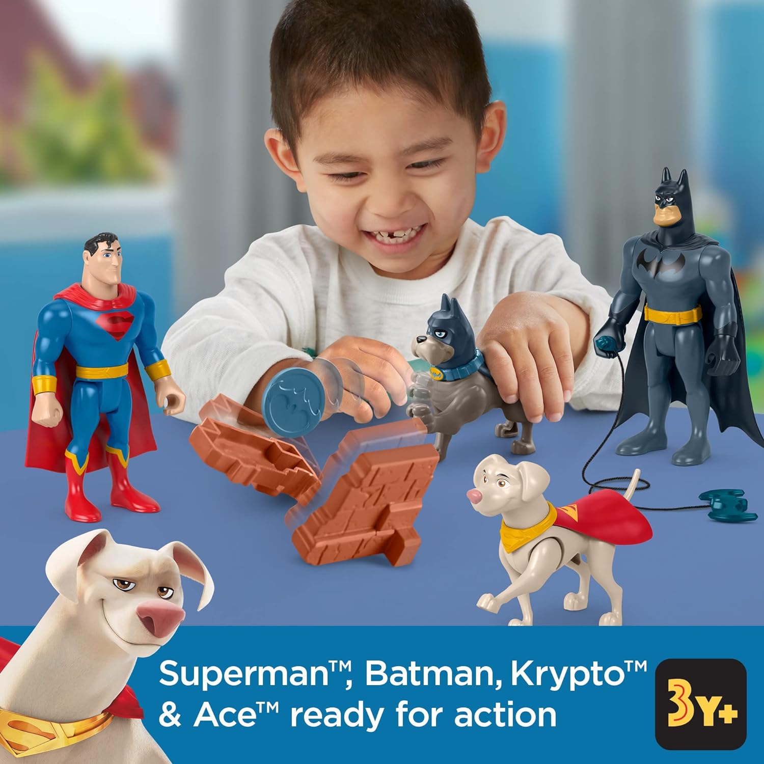 Fisher-Price DC League of Super-Pets Super Hero and Action Pet Gift Set with Batman Superman Krypto & Ace