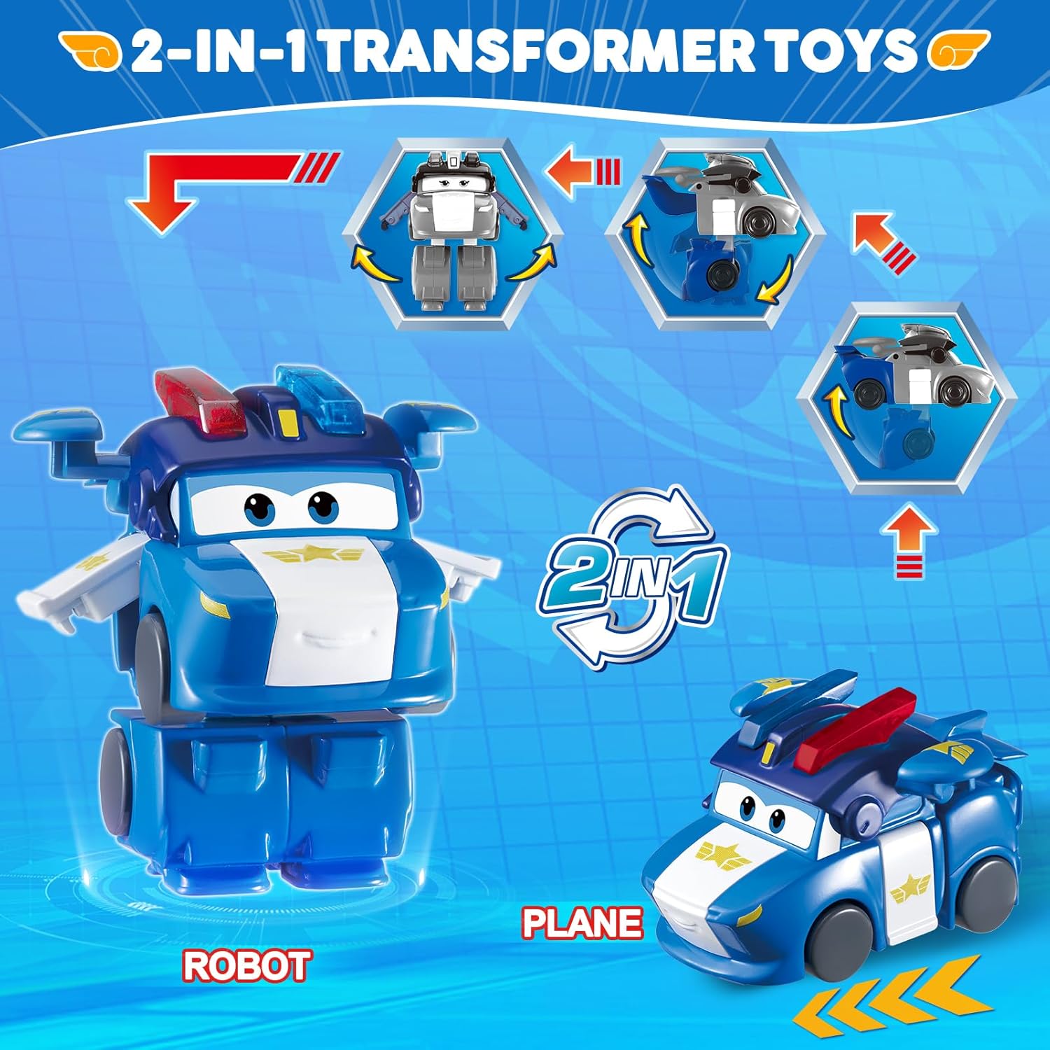 Super Wings Transformable Toys, 2 in Lucie Robot Transforming Action Figures - Lucie