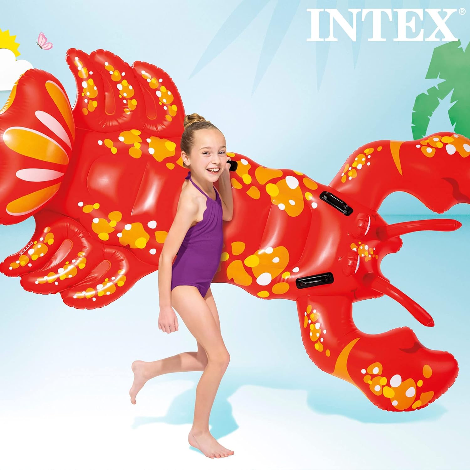 Intex ‎57528 twin baby swim pool funny floats toys inflatable lobster ride on-Size 84