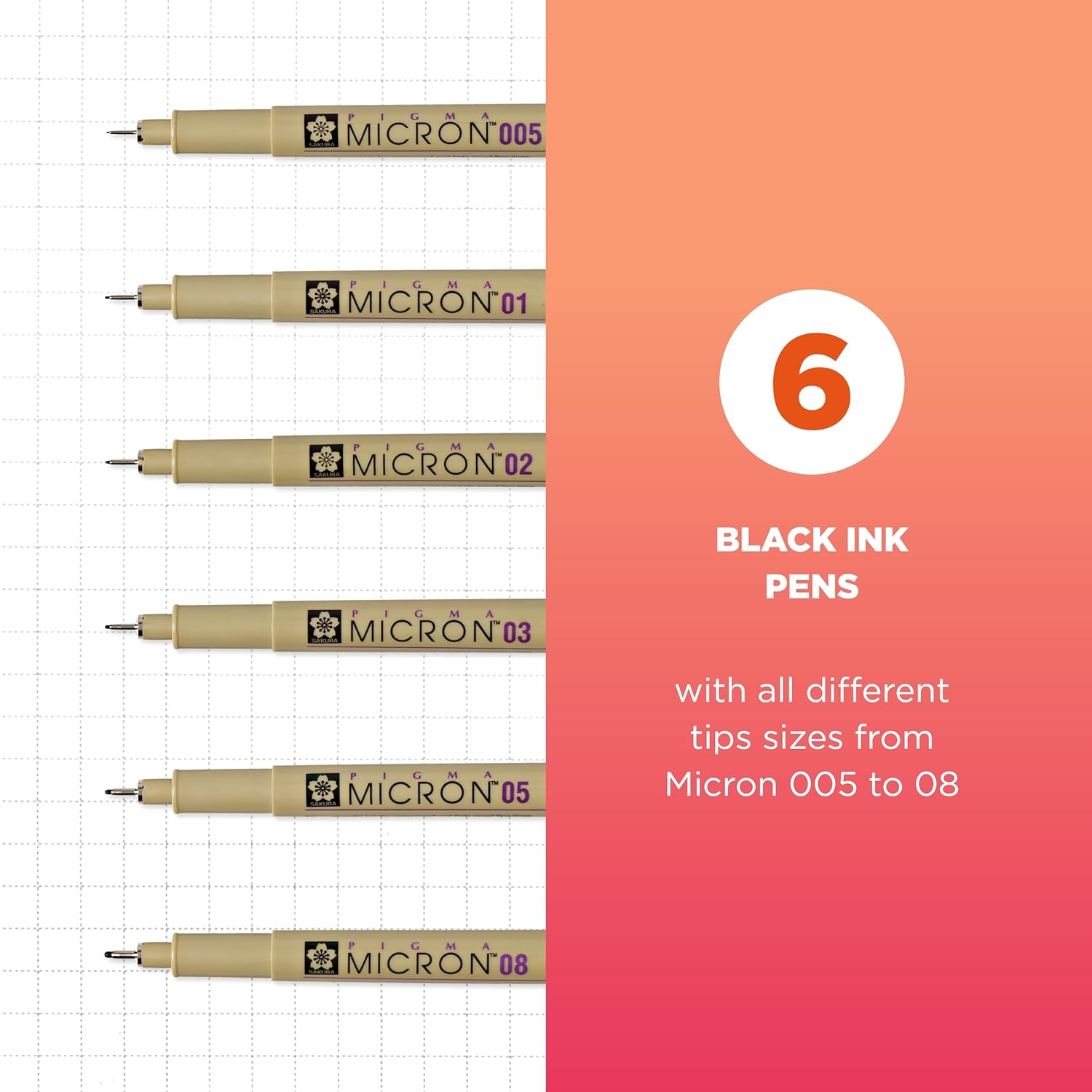 SAKURA Pigma Micron Fineliner Pens - Archival Black Ink Pens for Writi ...