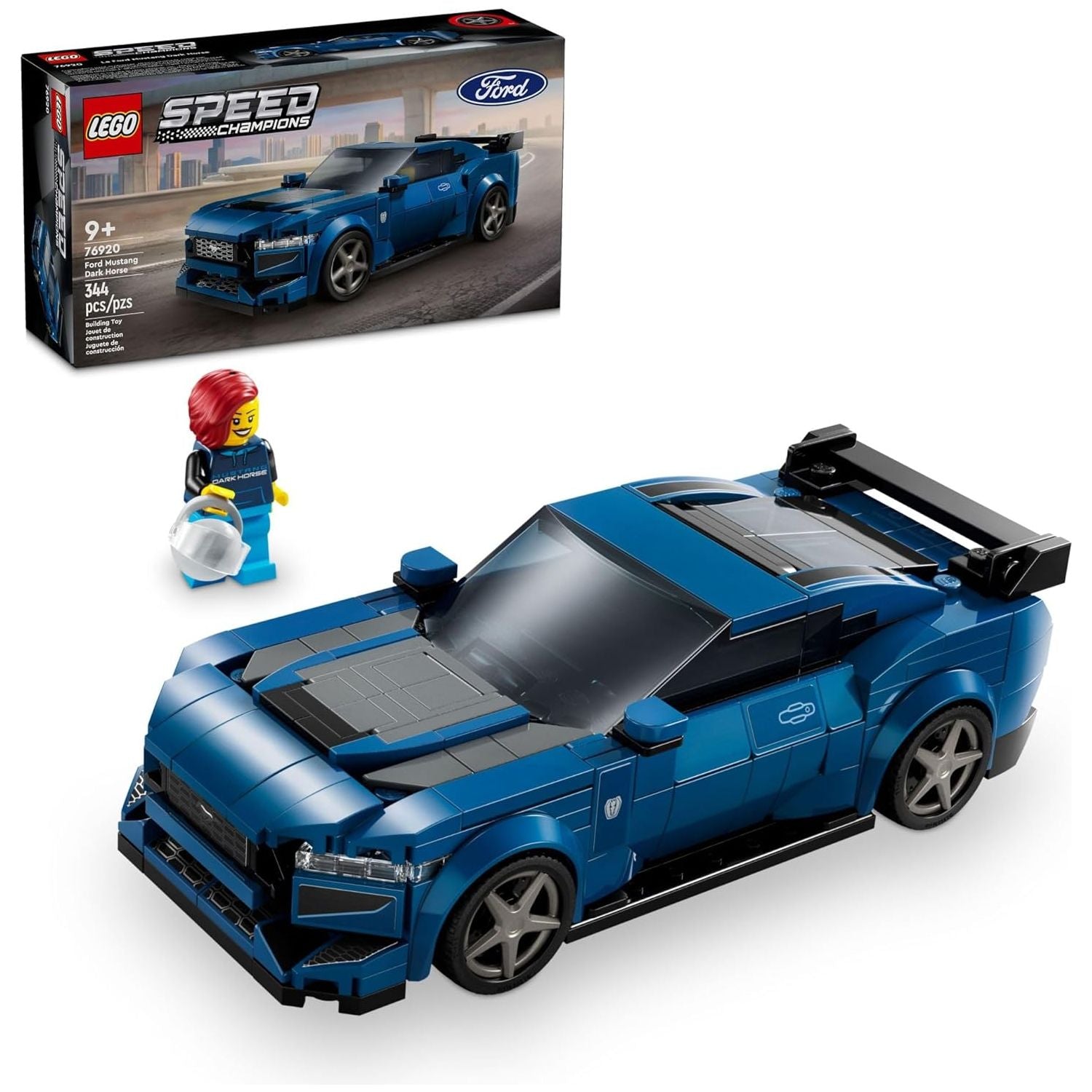 LEGO Speed Champions Ford Mustang Dark Horse Sports Car Toy 76920, Buildable Ford Mustang Toy for Kids, Blue Toy Car Model Set