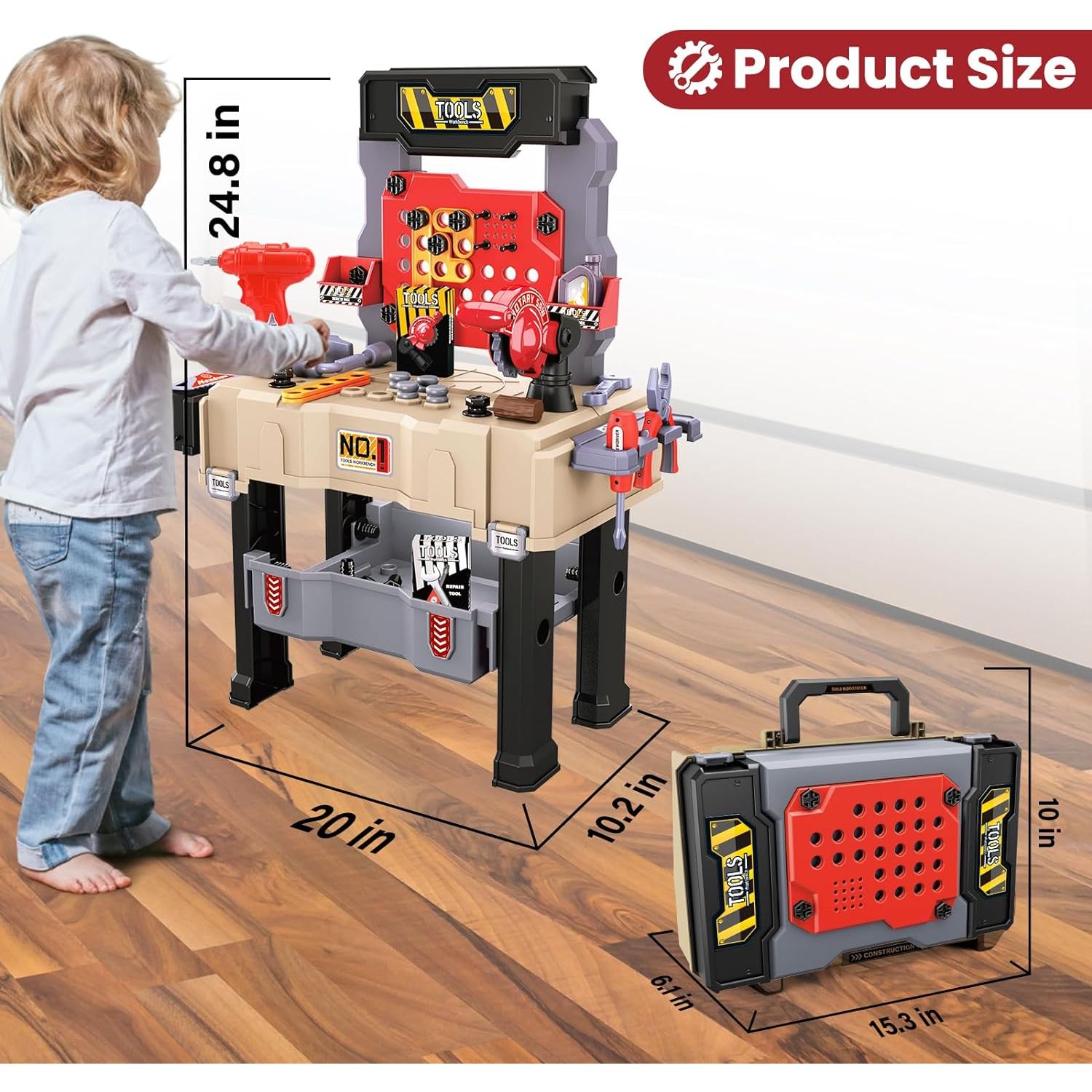 2 in 1 Portable Tool Bag Table 65 Pieces - 8035A Multi Color