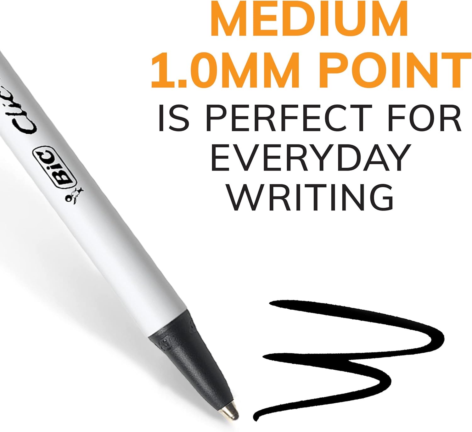 أقلام حبر جاف قابلة للسحب من BIC Clic Stic باللون الأسود، متوسطة الرأس (1.0 مم)، عبوة من 24 قلمًا، بتصميم أسطواني مستدير للكتابة المريحة 