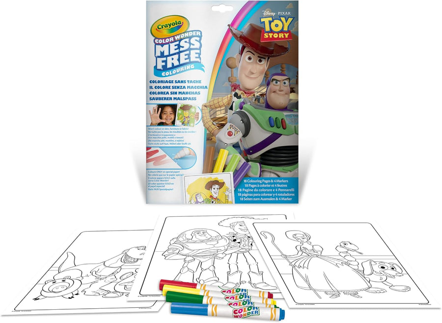 Crayola Color Wonder Mess Free Disney Pixar Toy Story Colouring Set, 18 Pages & 4 Markers