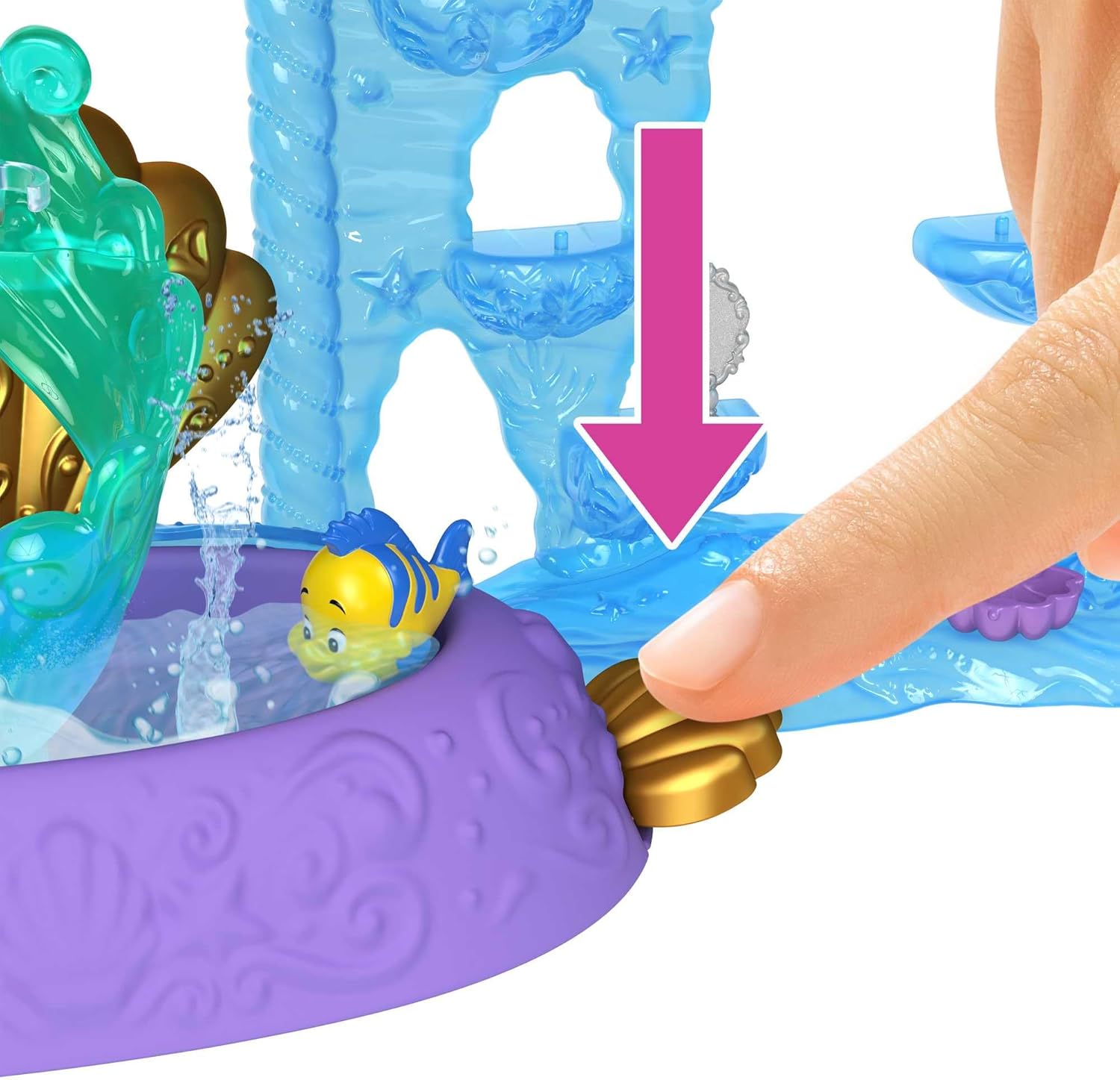 Mattel Disney Princess The Little Mermaid Toys, Ariel Doll House Stackable Castle with Land & Sea Levels, Small Doll, 1 Friend, 12 Pieces, Pool