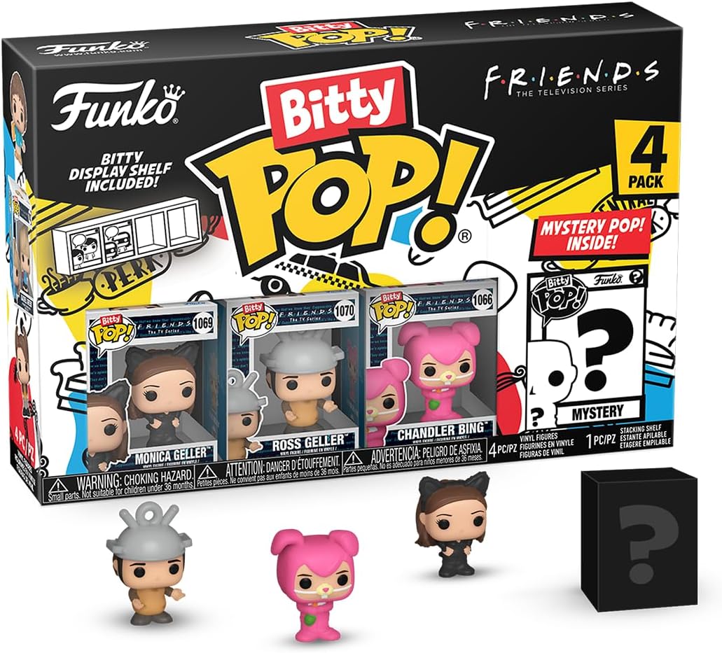 Funko Bitty Pop! Friends Mini Collectible Toys - Halloween Costume Collection Monica Geller, Ross Geller, Chandler Bing & Mystery Chase Figure