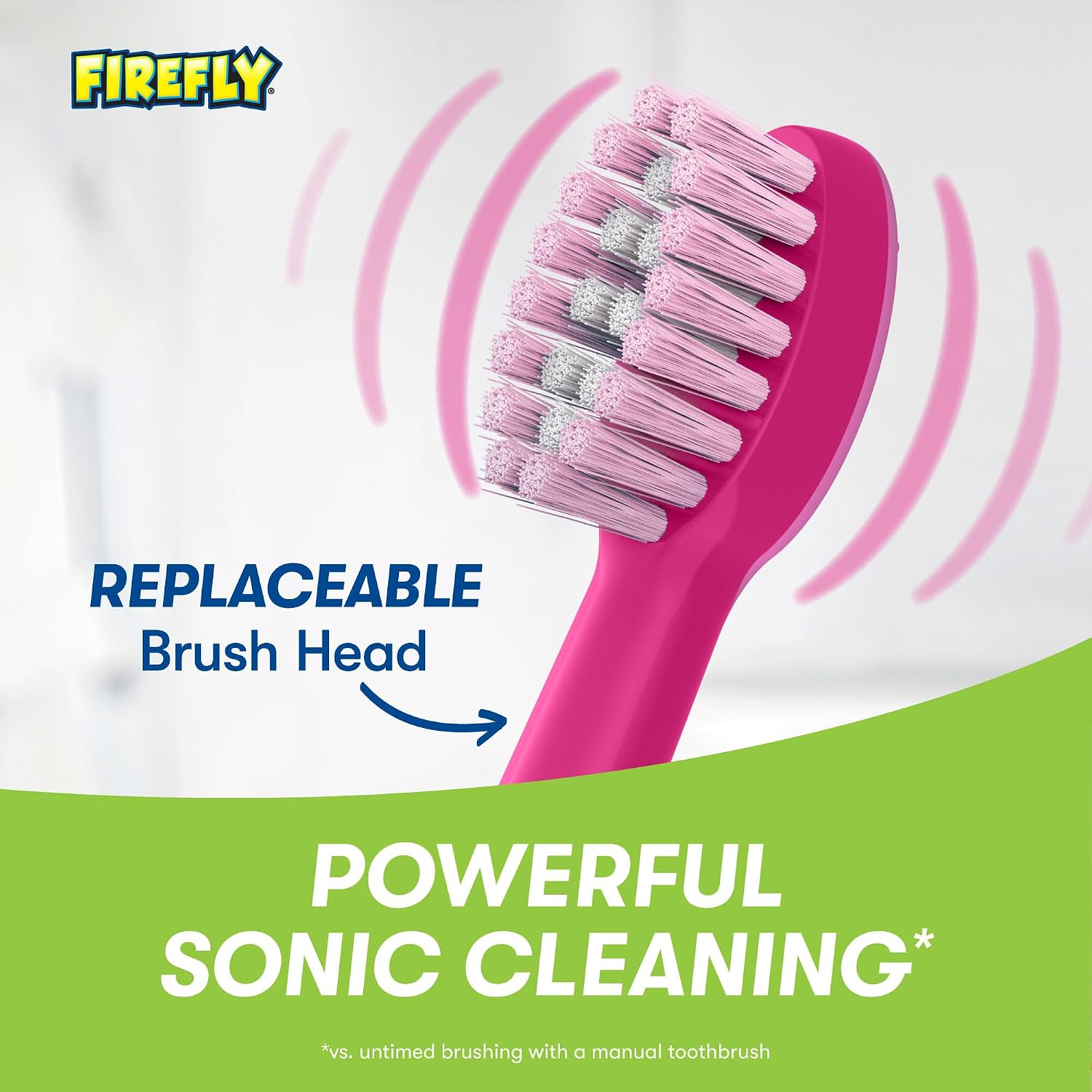 FIREFLY Slim Sonic Barbie Toothbrush, USB Charging, Antibacterial Cover