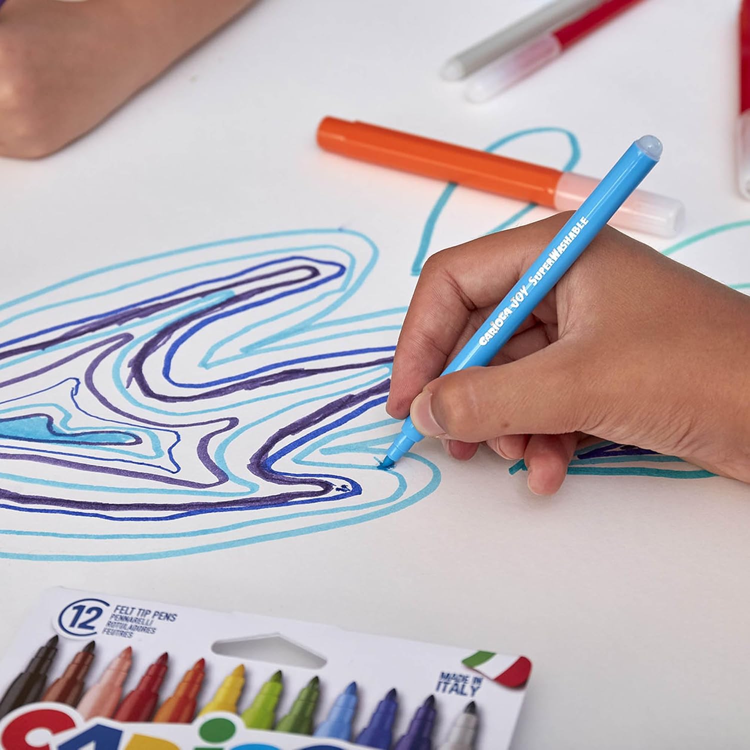 Carioca super washable fine nib color markers - set of 12