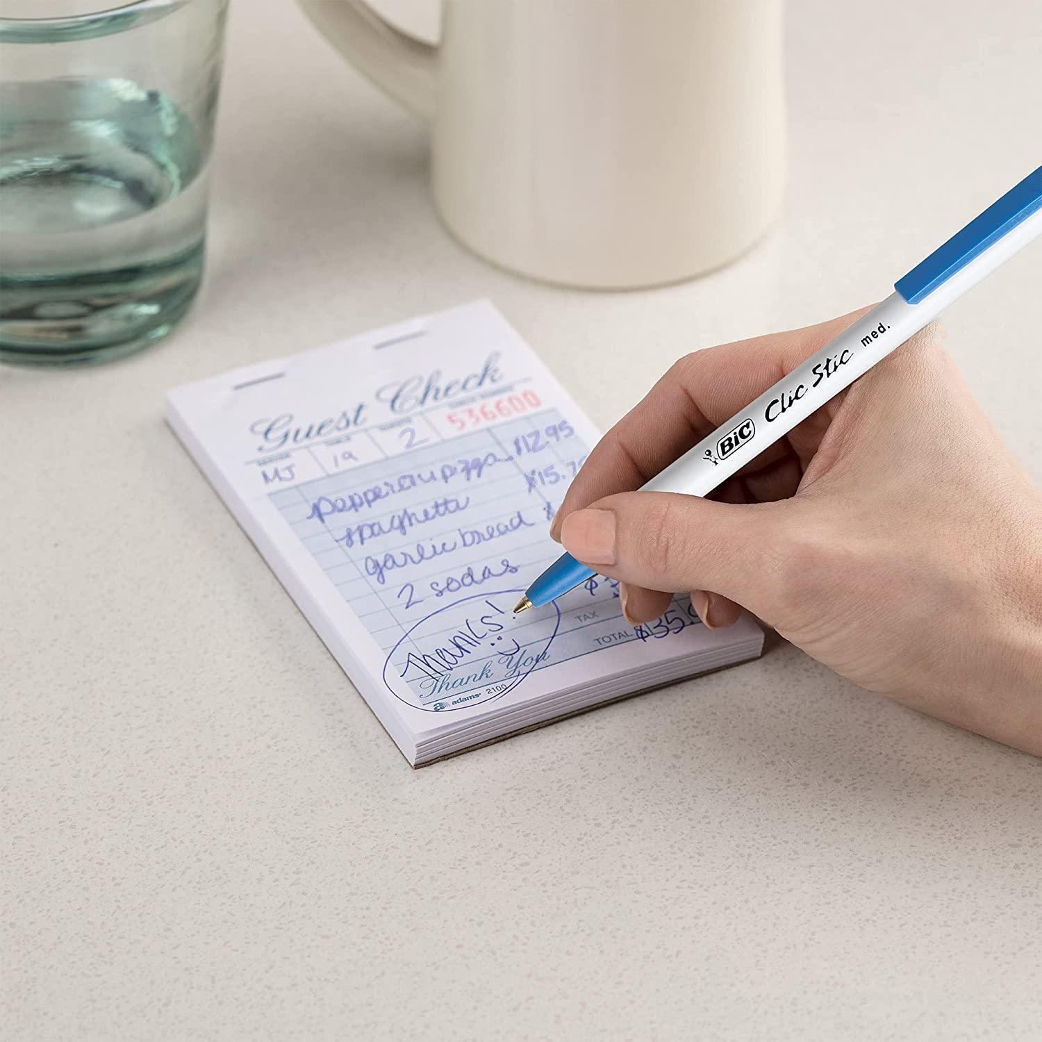 BIC Clic Stic Retractable Ball Pen, Medium Point (1.0mm), Blue, 12-Count - BumbleToys - 5-7 Years, Drawing & Painting, Pencil, Pre-Order, School Supplies, Stationery & Stickers