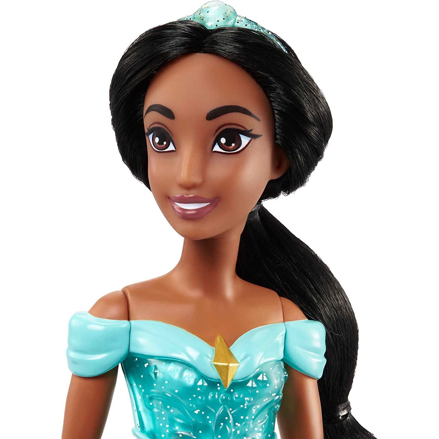Mattel Disney Princess Jasmine Fashion Doll, Sparkling Look with Black Hair, Brown Eyes & Tiara Accessory