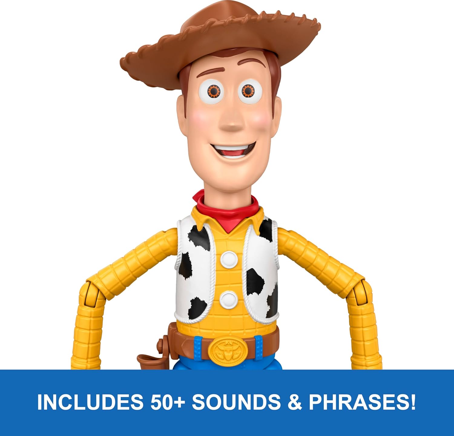Mattel Disney and Pixar Toy Story 5 Running Woody 12 Inch Action Figure with 50 Plus Movie Phrases and Sounds, Movie-Accurate