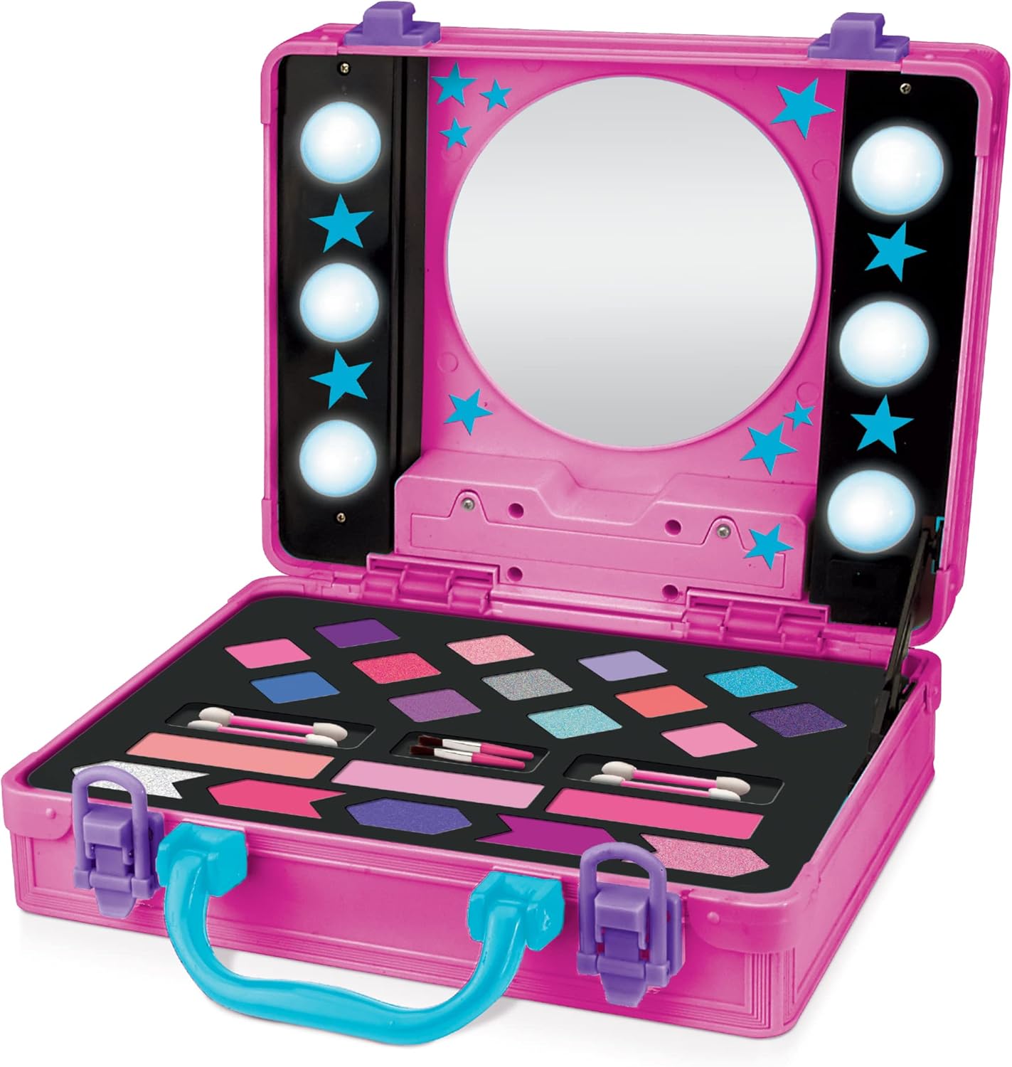 Cra-Z-Art 17362 Shimmer N Sparkle Light up Beauty Pink Case for Children with Hollywood Style Lights Real Washable Makeup for Kids, Black