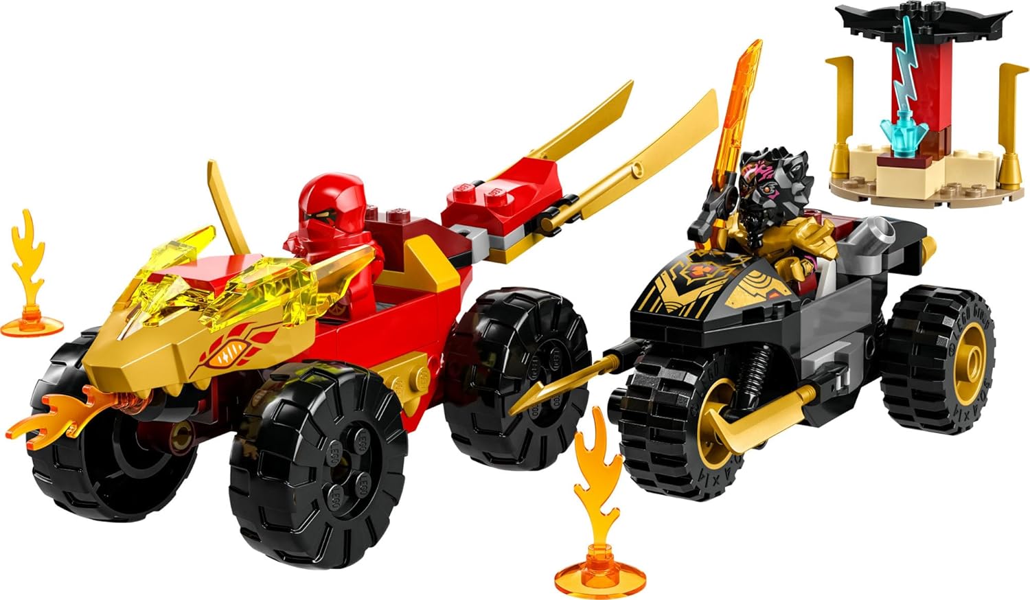 LEGO 71789 NINJAGO Kai and Ras’ Car and Bike Battle Beginner Building Toy Set, Features a Ninja Car Toy and Bike Plus 2 Minifigures, Birthday Gift for Toddlers and Kids Who are Little Ninja Fans