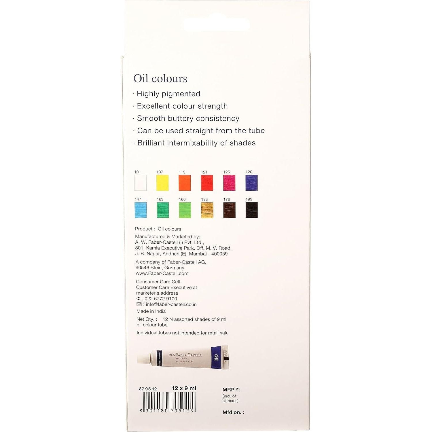 Faber-Castell 12 Oil Paints, Multi, 9ml