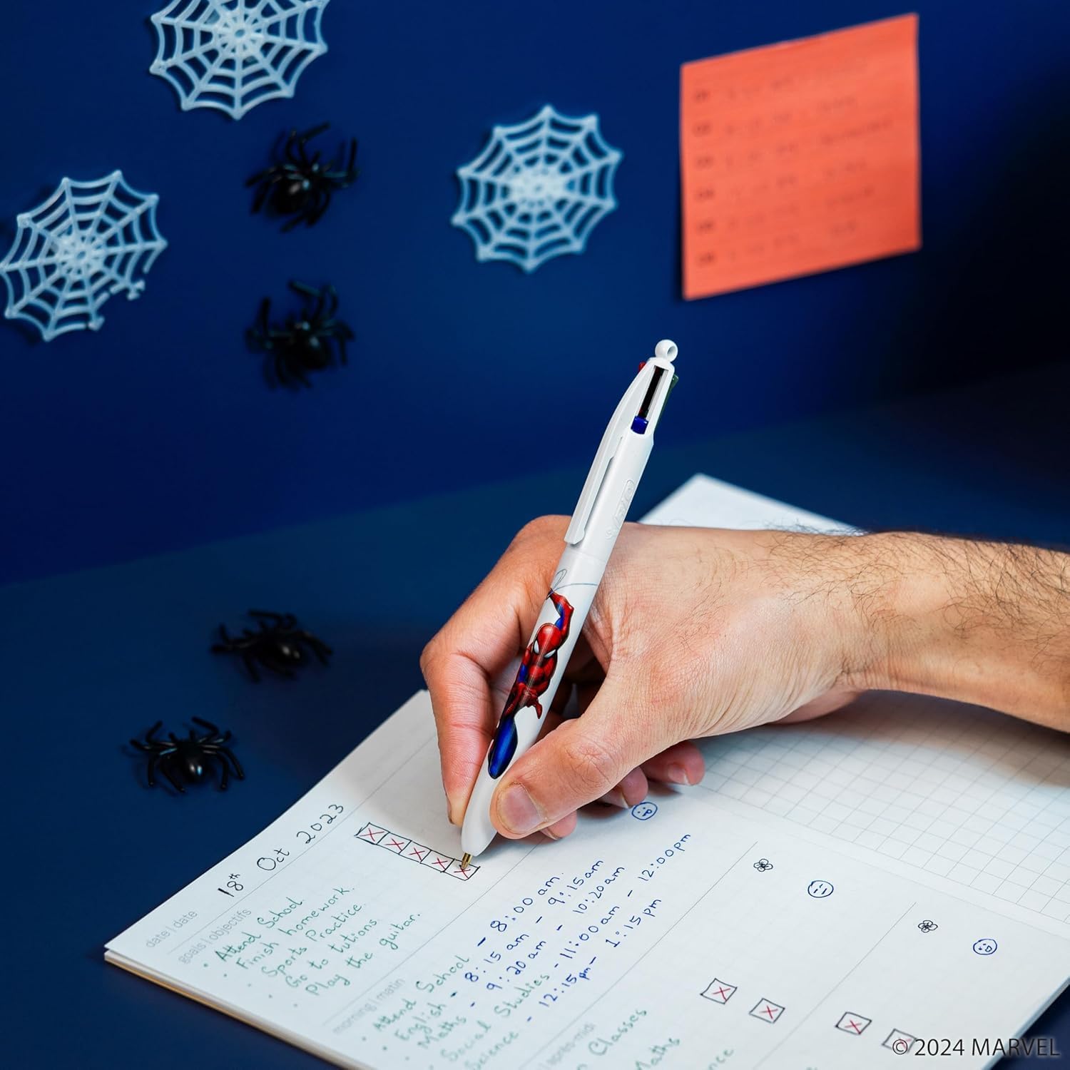 BIC 4 Color Retractable Ballpoint Pen with Marvel's Spider-Man Design and 1.0 mm Point, 2-Count in Assorted Ink