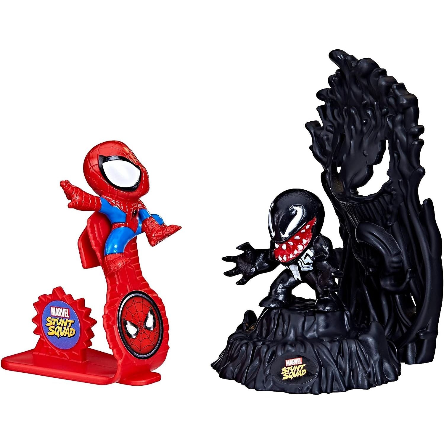 Marvel Stunt Squad Spider-Man vs. Venom Playset, 1.5-Inch Super Hero Action Figures.