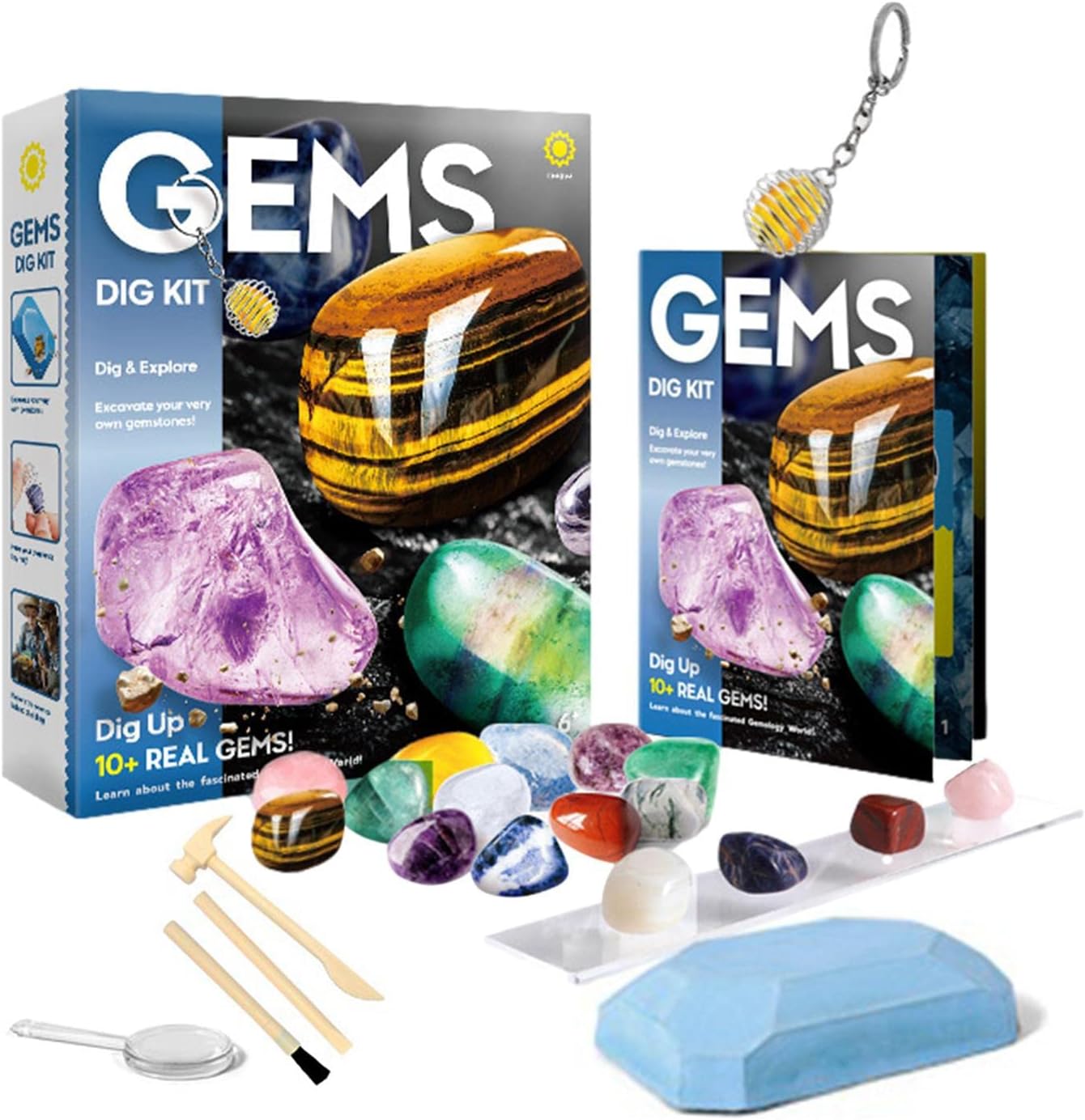 Eduman Gemstone Mining Kit,Gemstones and Crystals Dig Kit - Gem Digging Kit with Excavation Tools