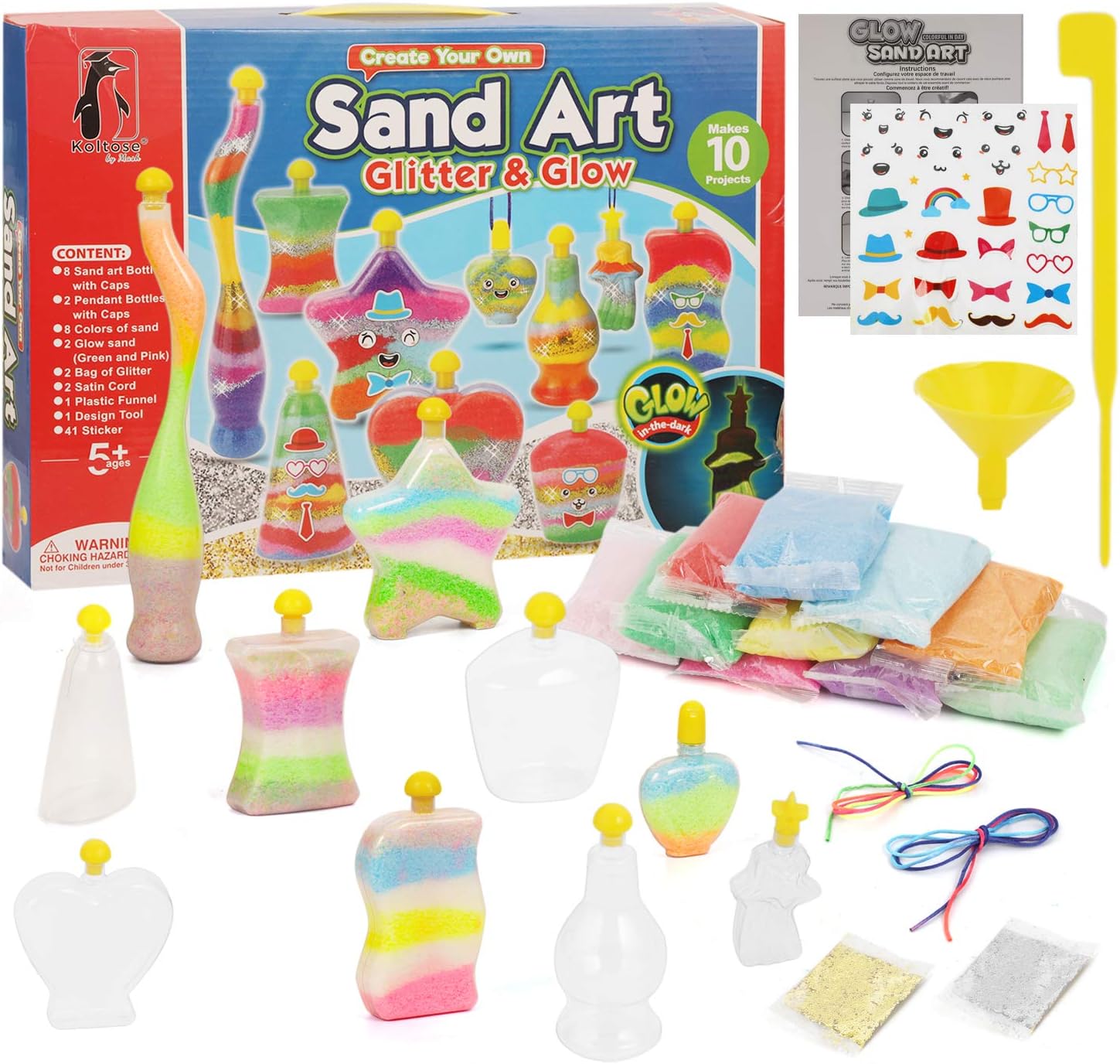 Mega Sand Art Kit for Kids, DIY Sand Art Craft Kit for Girls and Boys